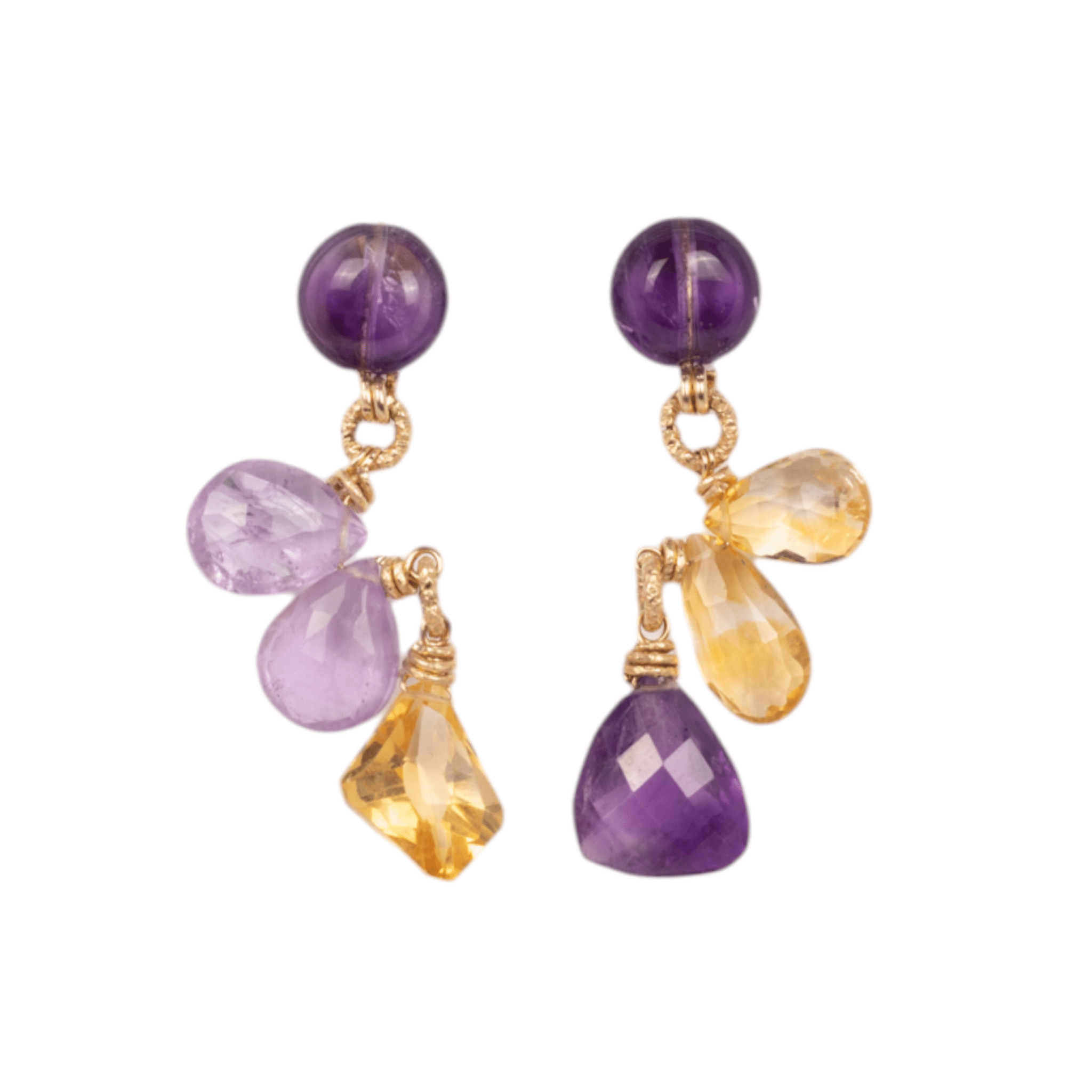 Alda Earrings #1 (45mm) - Amethyst, Ametrine & Citrine Earrings TARBAY