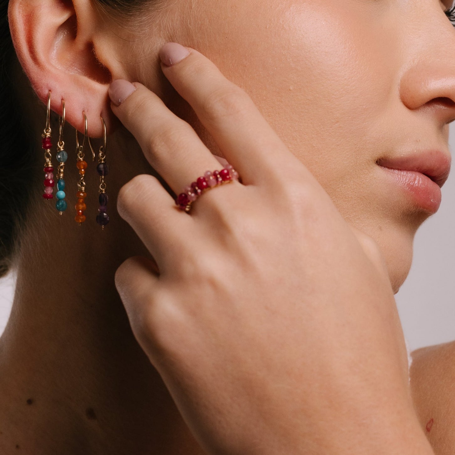 Cleopatra Ring #1 (20mm) - Ruby & Rhodochrosite Rings TARBAY USA