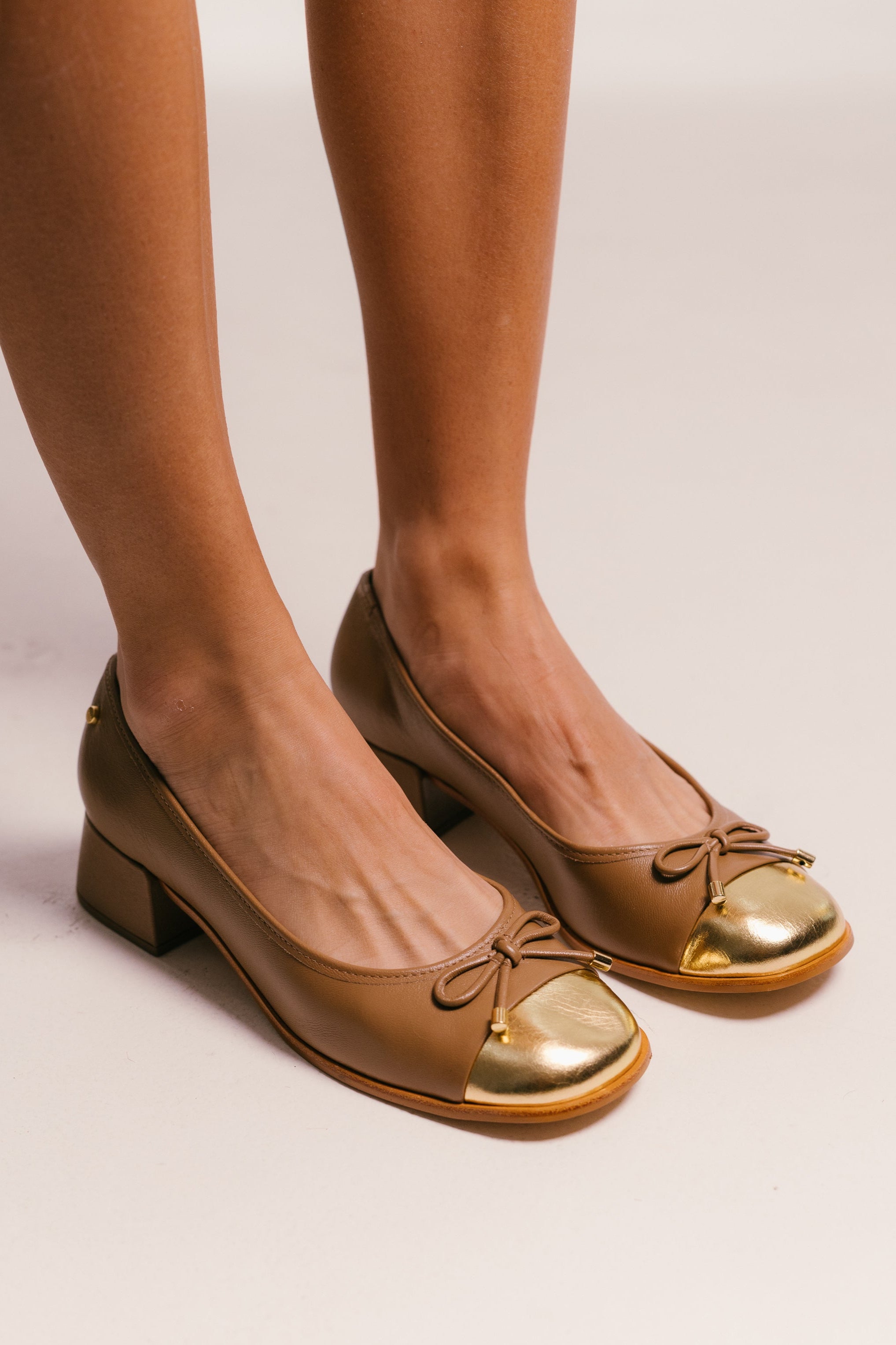 Catalina Block-Heel Ballet Pumps - Peanut Heels TARBAY