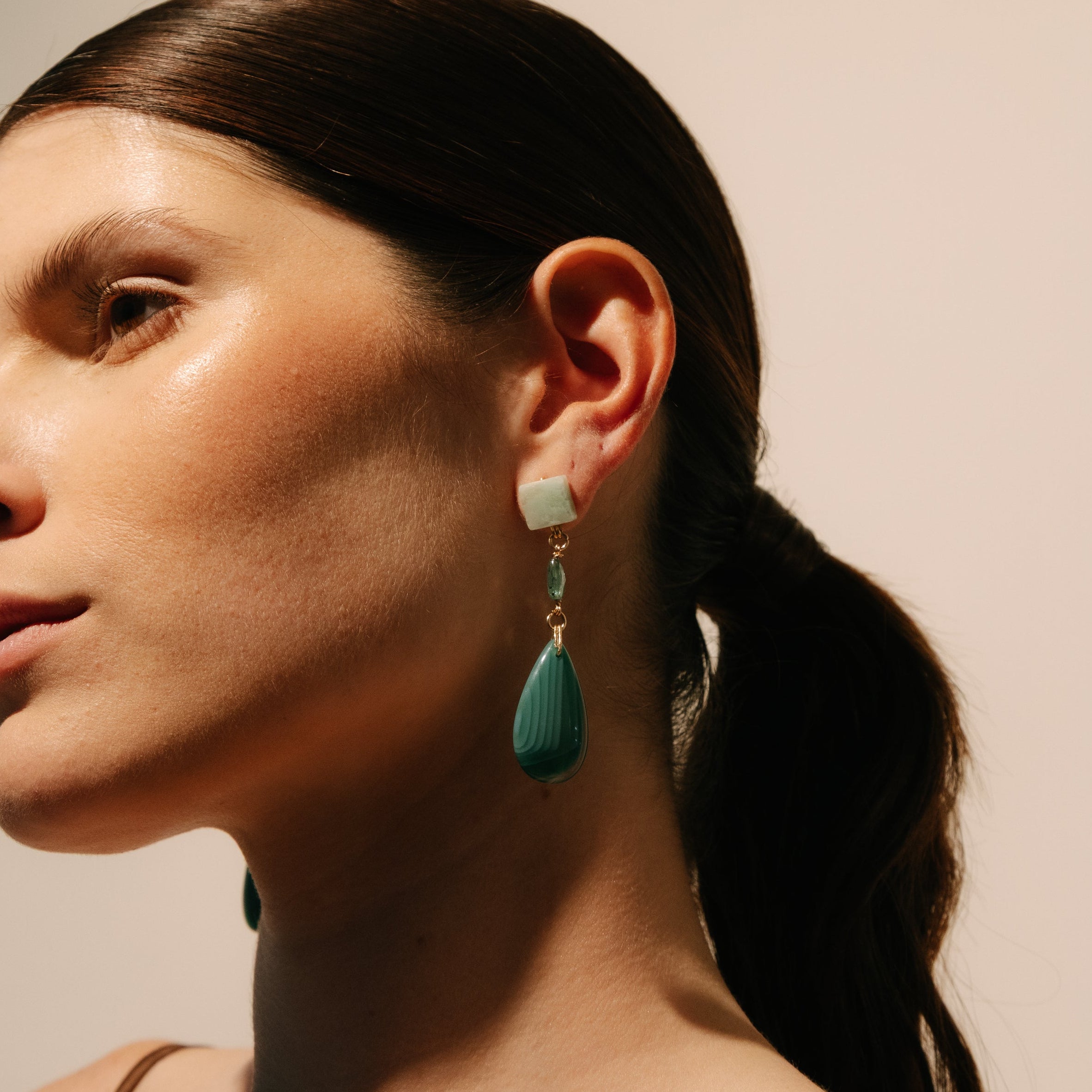 Vená Earrings #2 (80mm) - Kyanite, Quartz, Agate & 14K Gold-Filled Earrings TARBAY