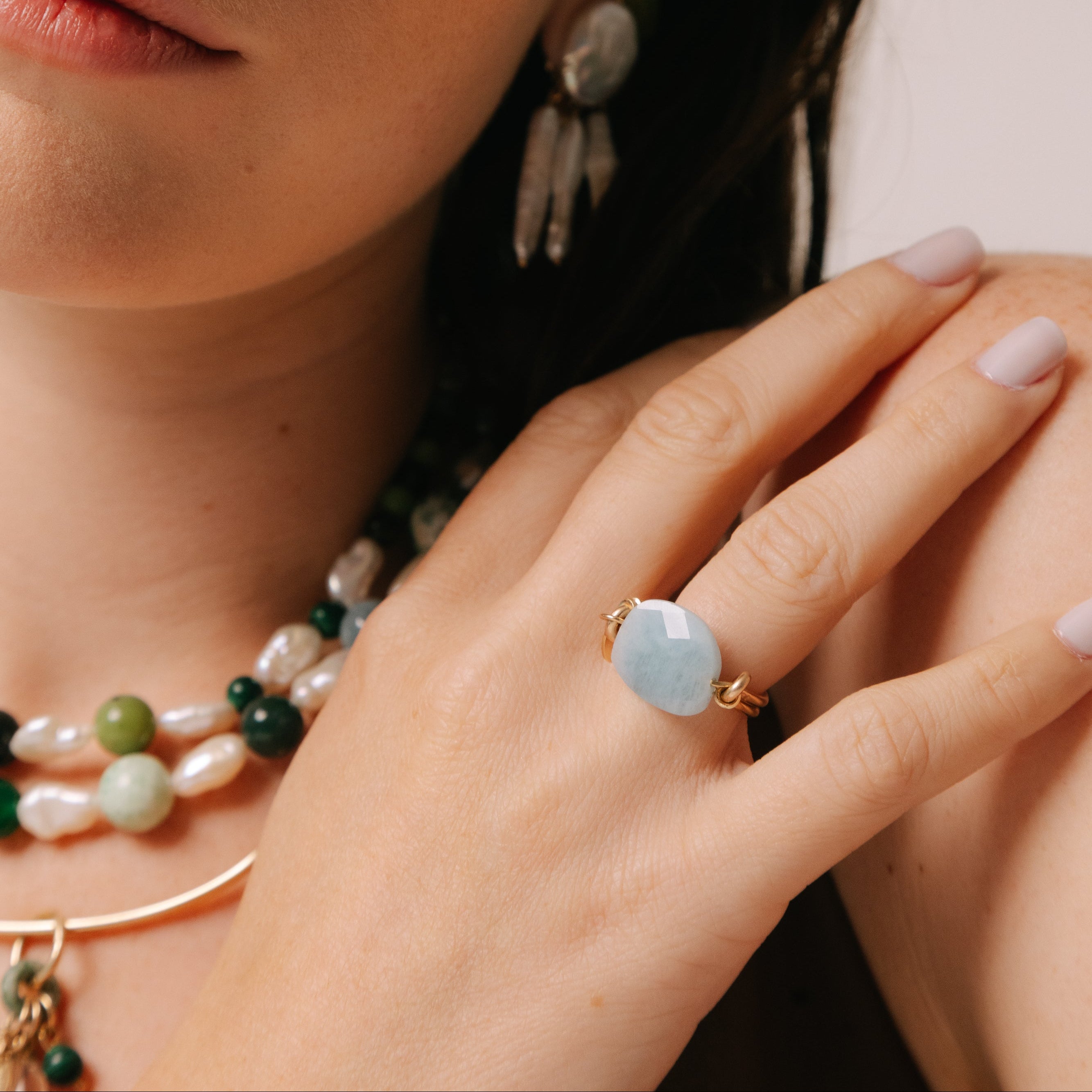 Danto Ring #1 (22mm) - Aquamarine & 14K Gold-Filled