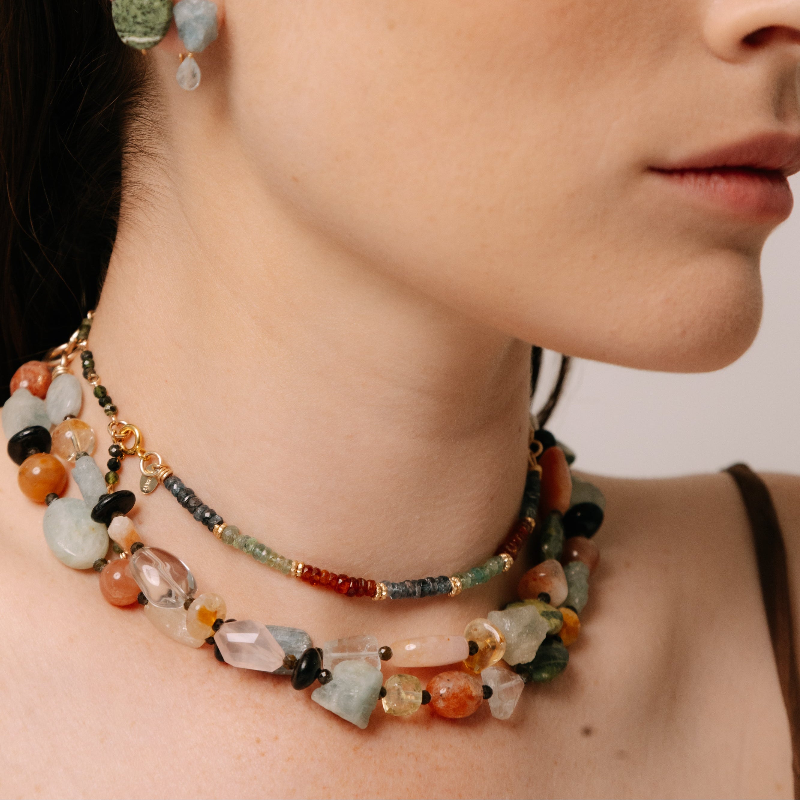 Kuna Necklace #1(82cm) - Quartz, Jade, Aquamarine, Citrine, Apatite, Aventurine, Morganite, Tiger's Eye & 14K Gold-Filled Necklaces TARBAY