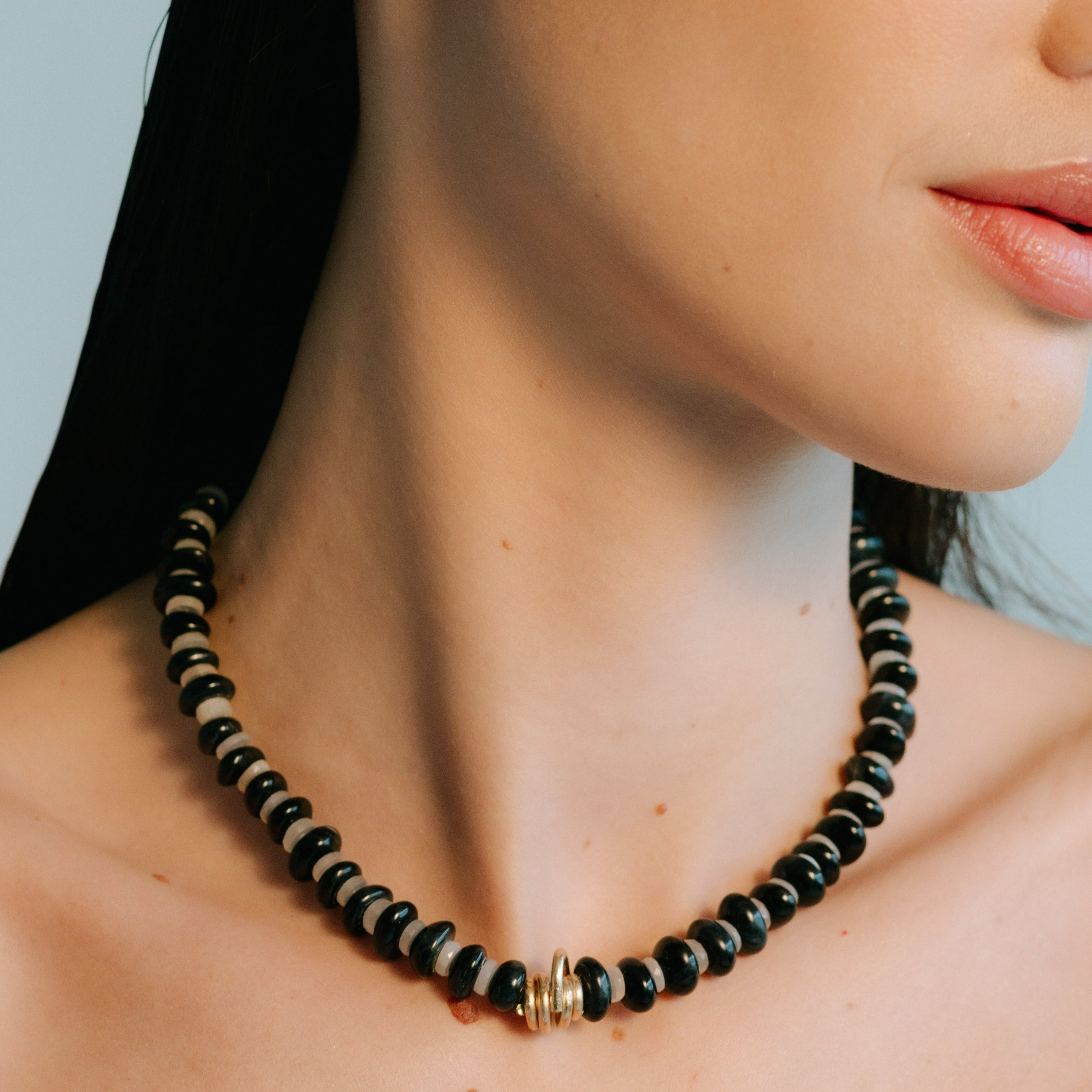 Marejada Necklace #2 (45cm) - Moon Stone & Tiger Eye Necklaces TARBAY   