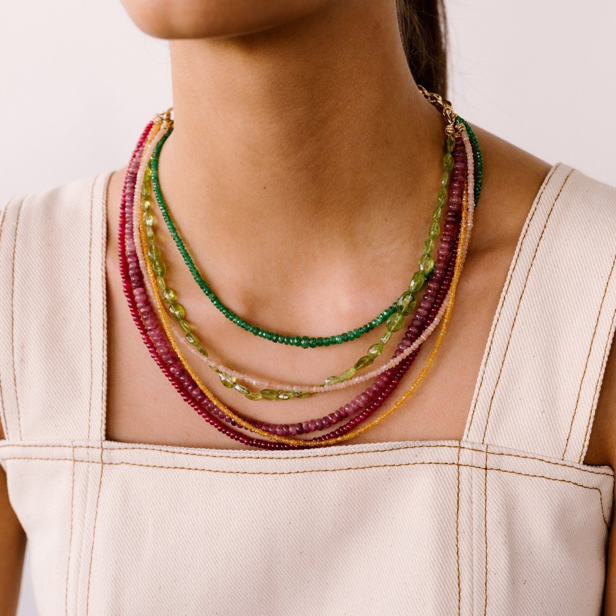 Gina Necklace #2 - Ruby, Opal, Tourmaline, Peridot & 14K Gold-Filled Necklaces TARBAY