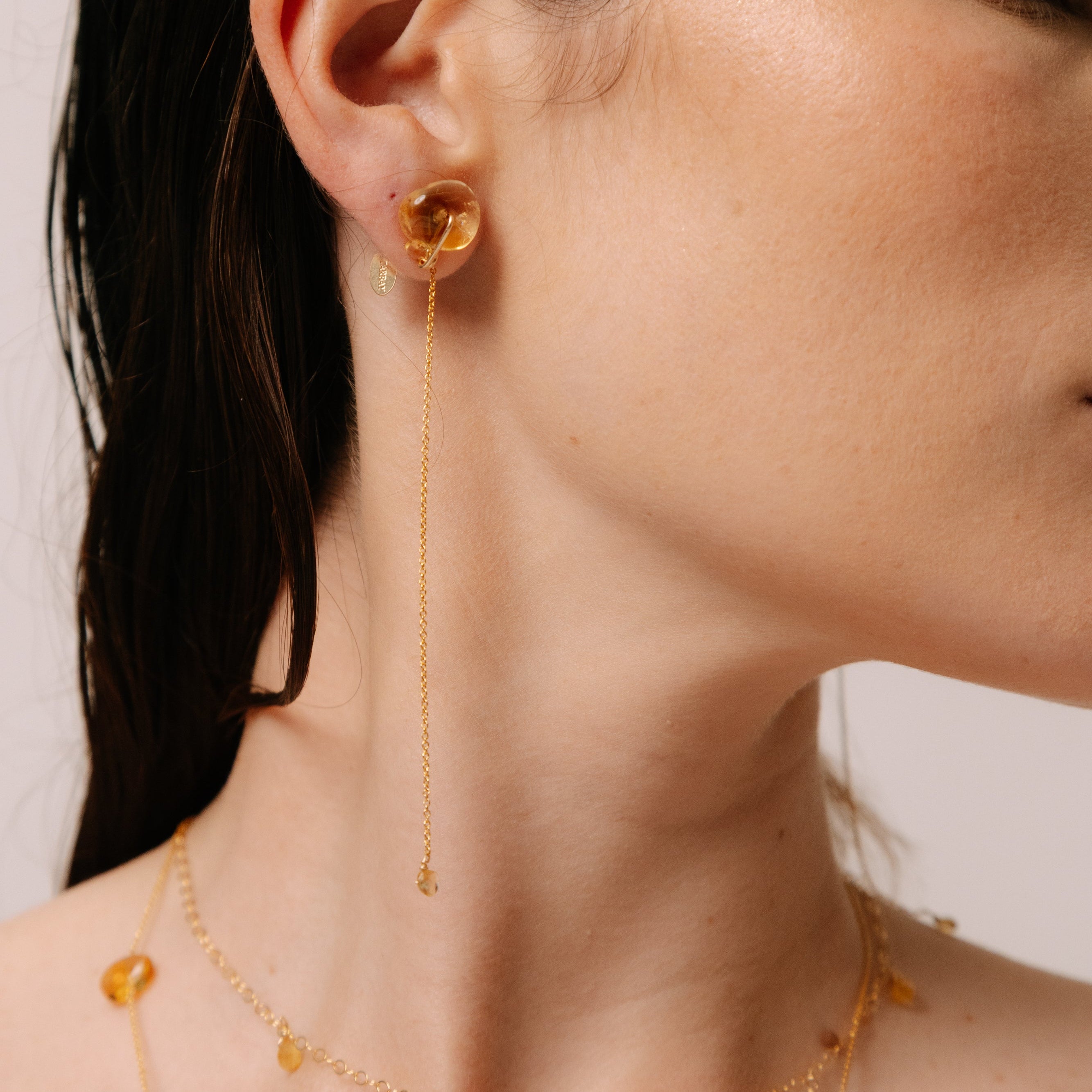 Adankai Earrings #1 (65mm) - Aquamarine, Sapphire & 14K Gold-Filled Earrings TARBAY