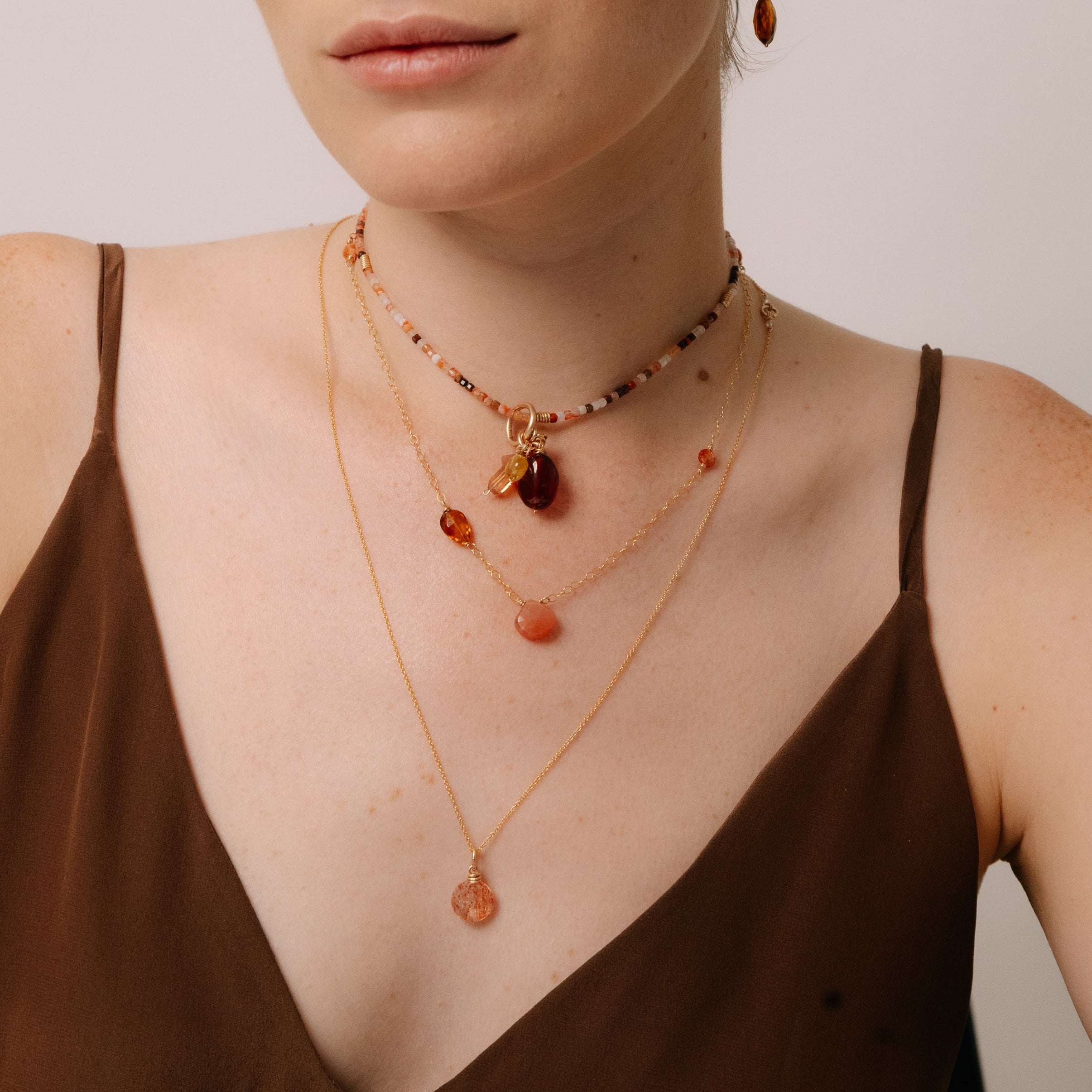 Nary Necklace #3 (65cm) - Quartz, Sunstone & 14K Gold-Filled Necklaces TARBAY