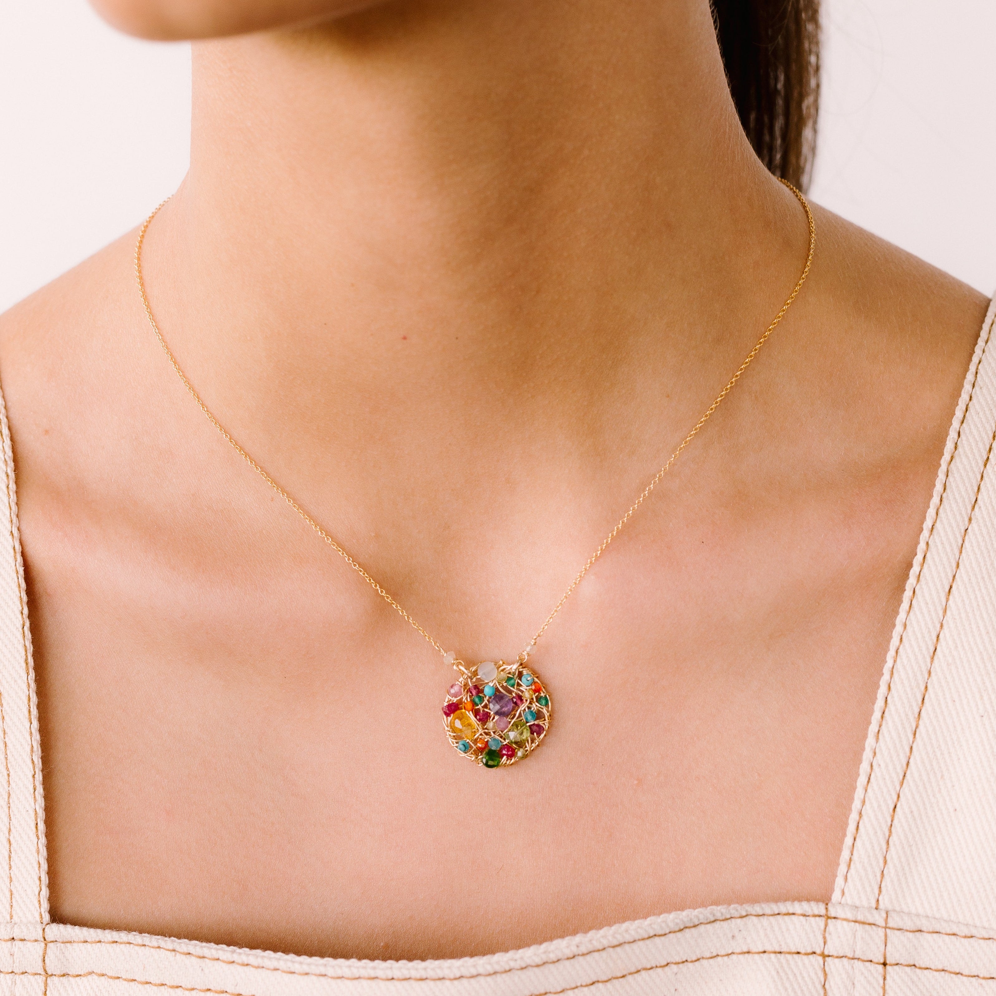Aura Necklace #7 (20mm) - Multicolor Mix Gems Necklaces TARBAY