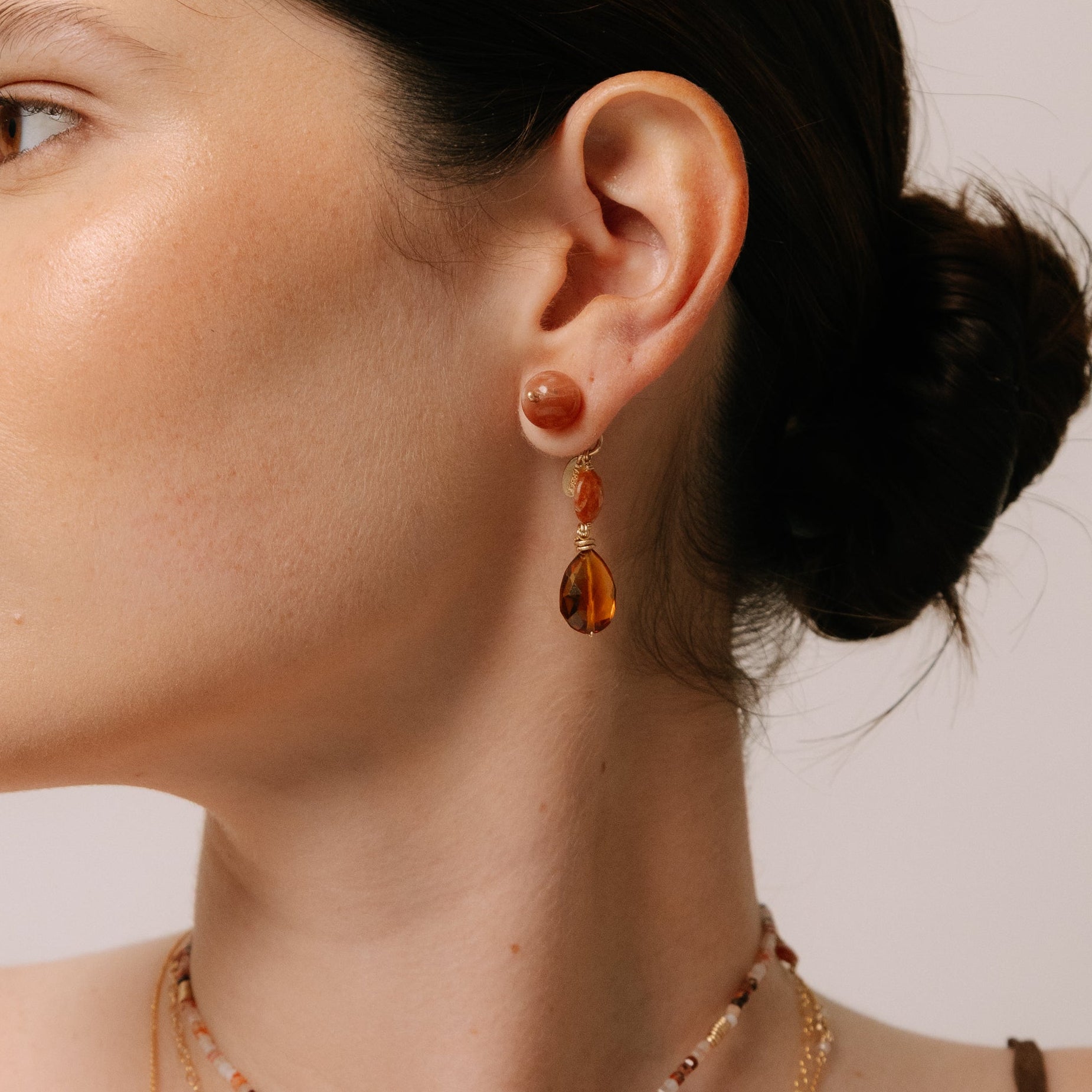 Nary Earrings #1 (45mm) - Kyanite, Moonstone, Sunstone, Citrine, Quartz & 14K Gold-Filled Earrings TARBAY