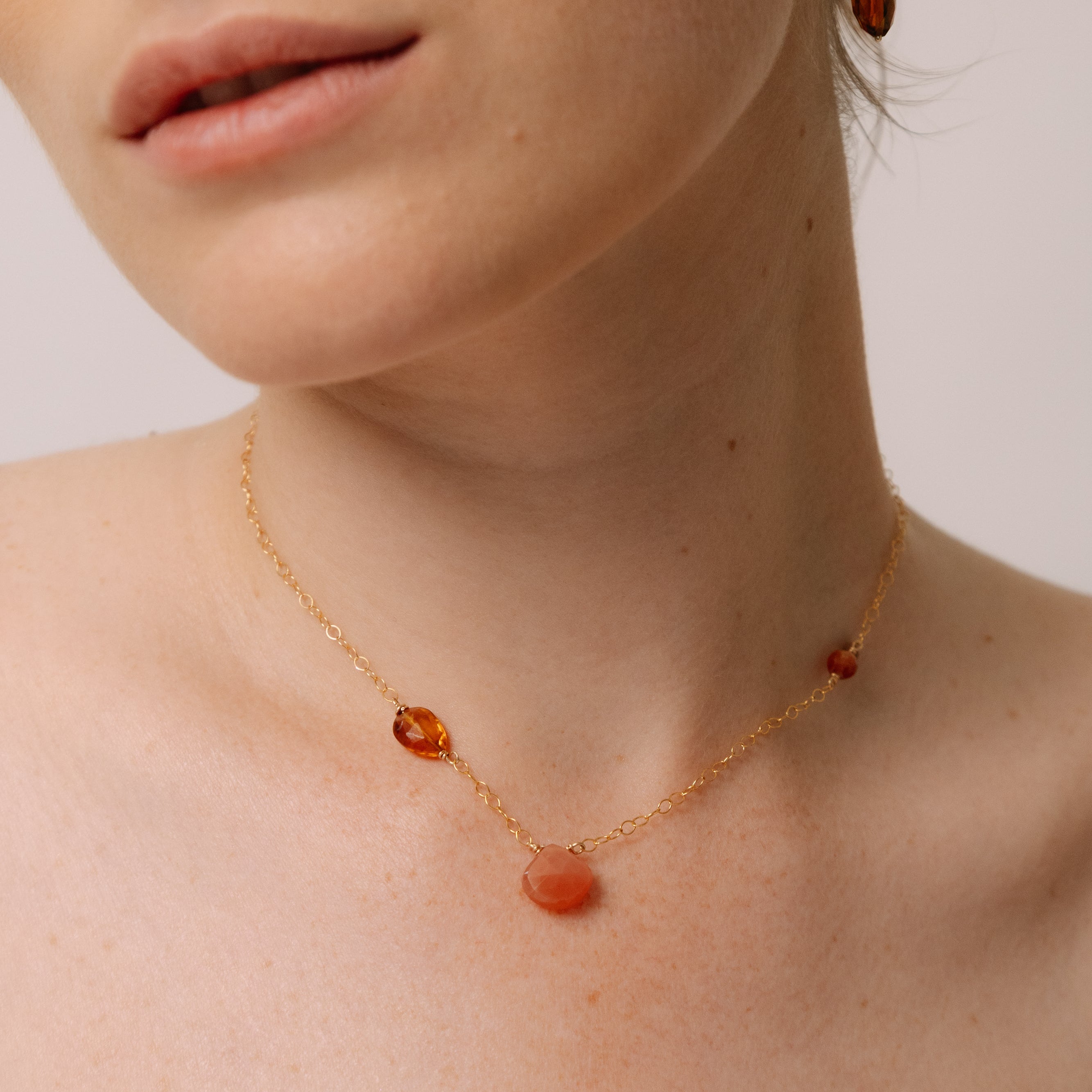 Nary Necklace #2 (45cm) - Sunstone, Citrine, Moonstone & 14K Gold-Filled Necklaces TARBAY