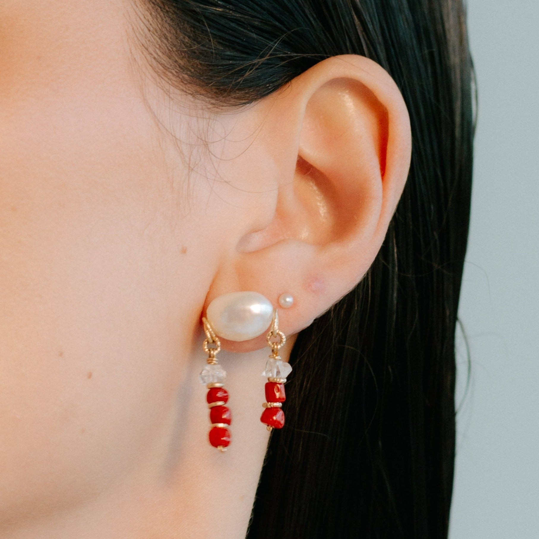Koralli Dangle Earrings #3 (30mm) - Red Coral Earrings TARBAY   
