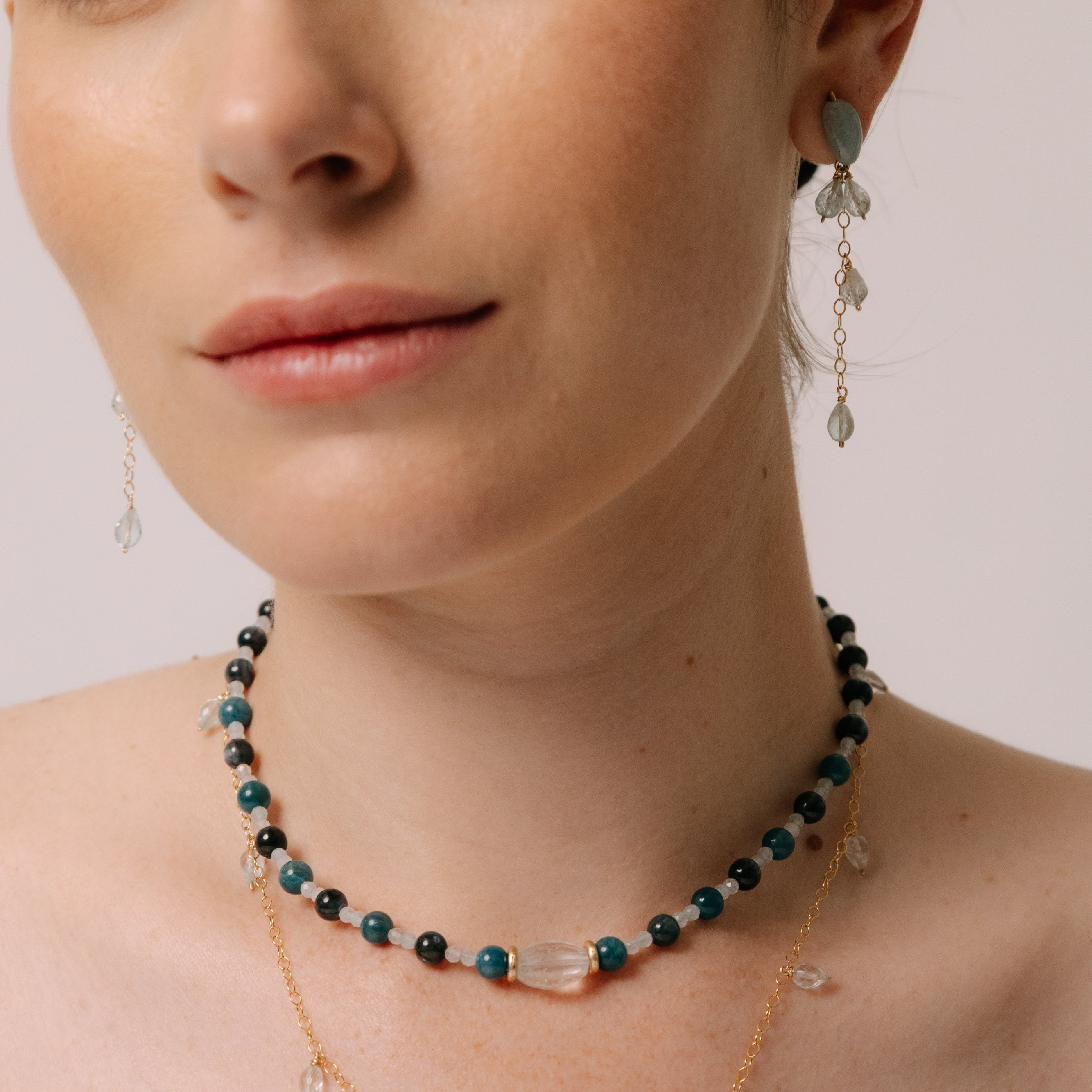Kawi Necklace #2 (48cm) - Aquamarine, Kyanite, Apatite & 14K Gold-Filled Necklaces TARBAY