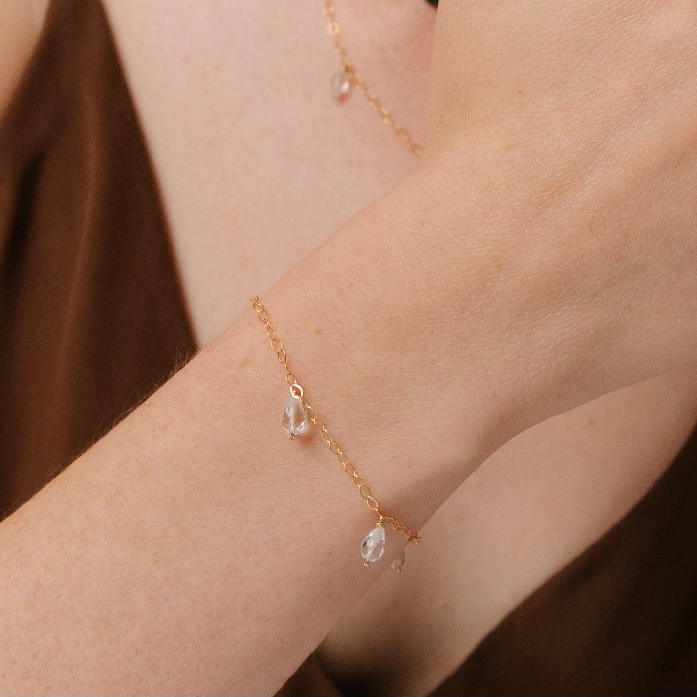 Pensamientos Bracelet #2 (19cm) - Aquamarine & 14K Gold-Filled Bracelets TARBAY