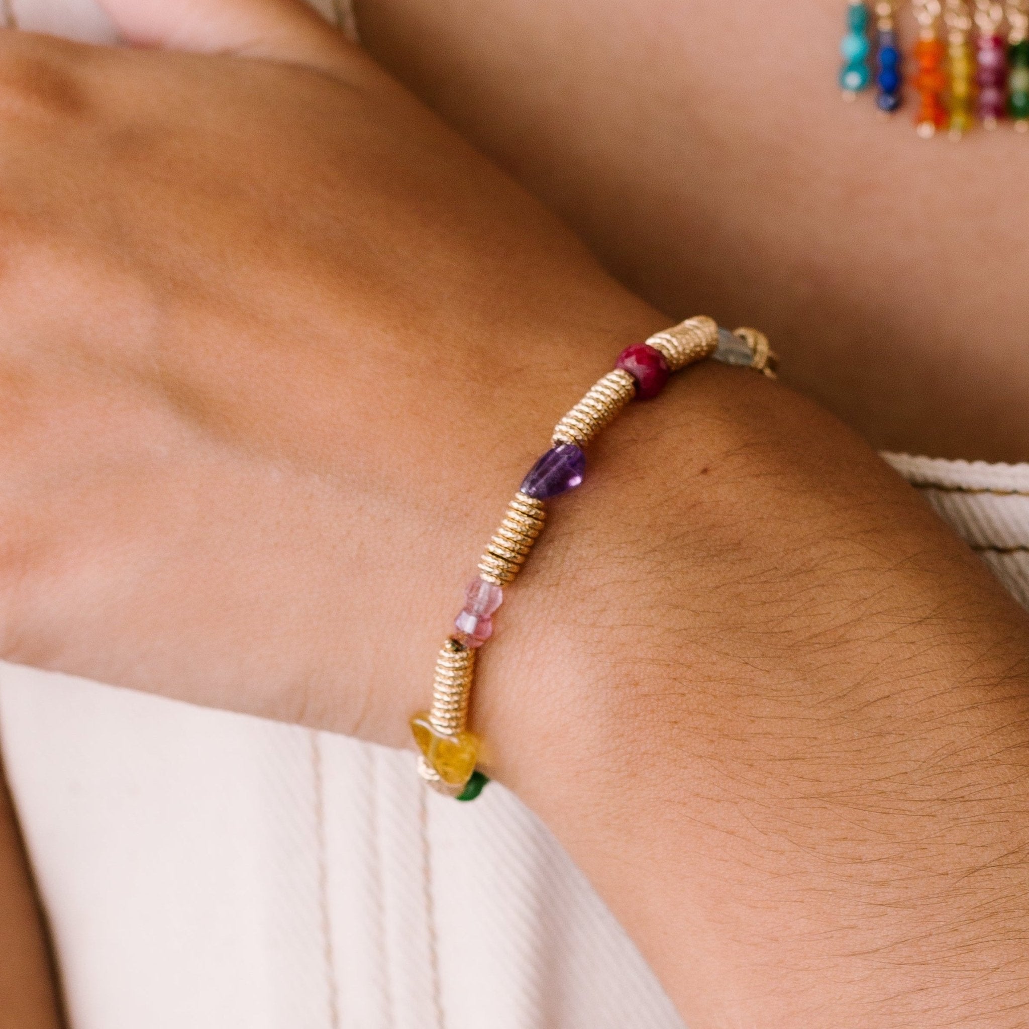 Pergamino Bracelet #4 - Multicolor Mix Gems & 14K Gold-Filled Bracelets TARBAY