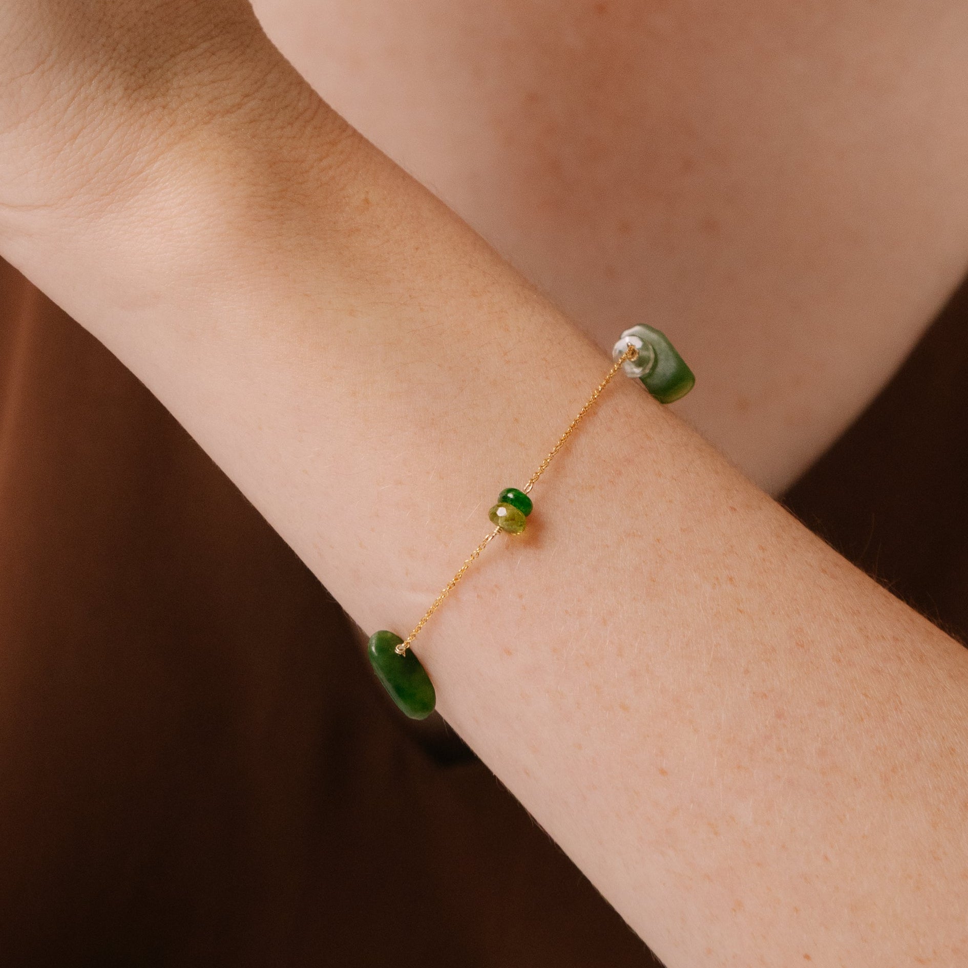 Yuri Bracelet #1 (19cm) - Peridot, Jade, Aquamarine, Chrome & 14K Gold-Filled Bracelets TARBAY