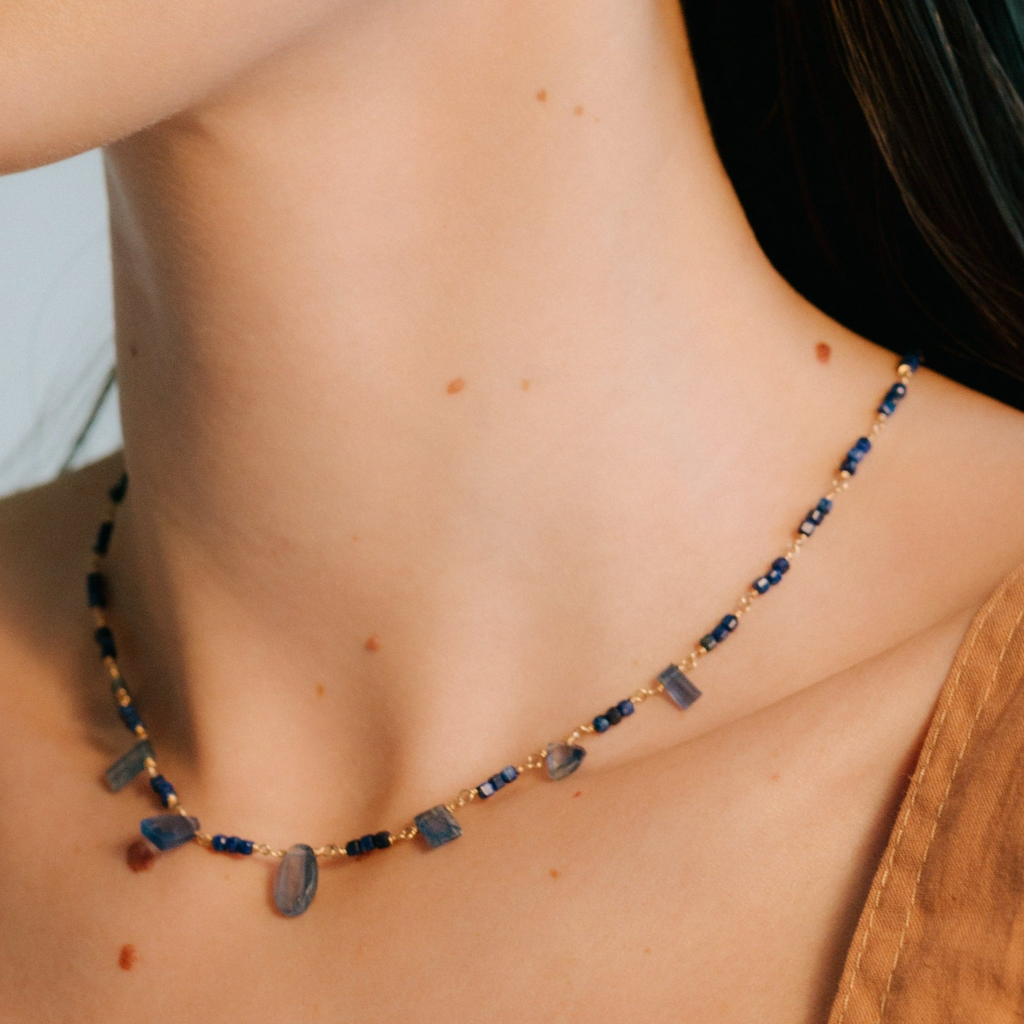 Pensamientos Necklace #1 - Aquamarine, Iolita, Tanzanite, Kyanite & Blue Saphire Necklaces TARBAY   