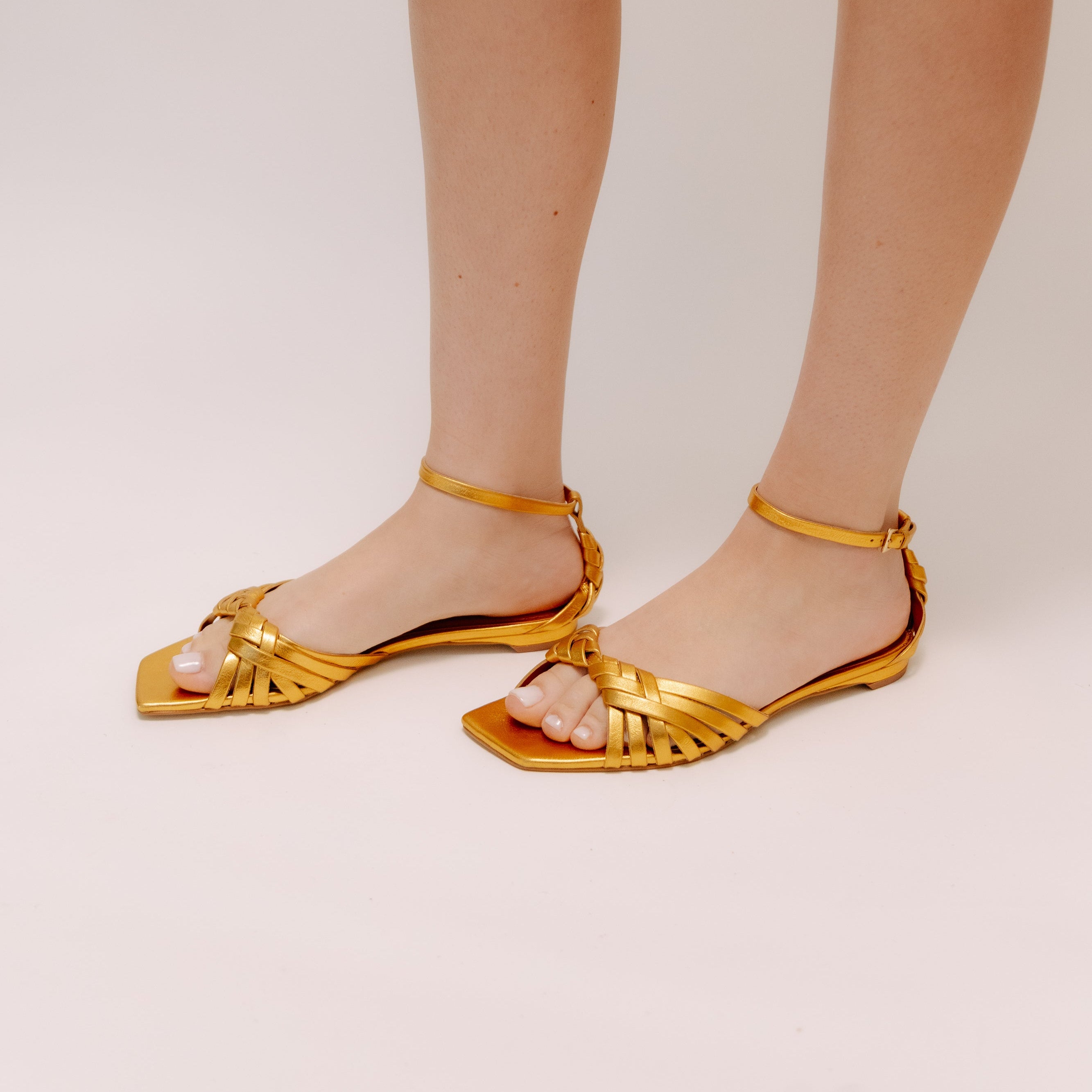 Kuyari Flat Sandals - Soft Yellow Gold Flats TARBAY