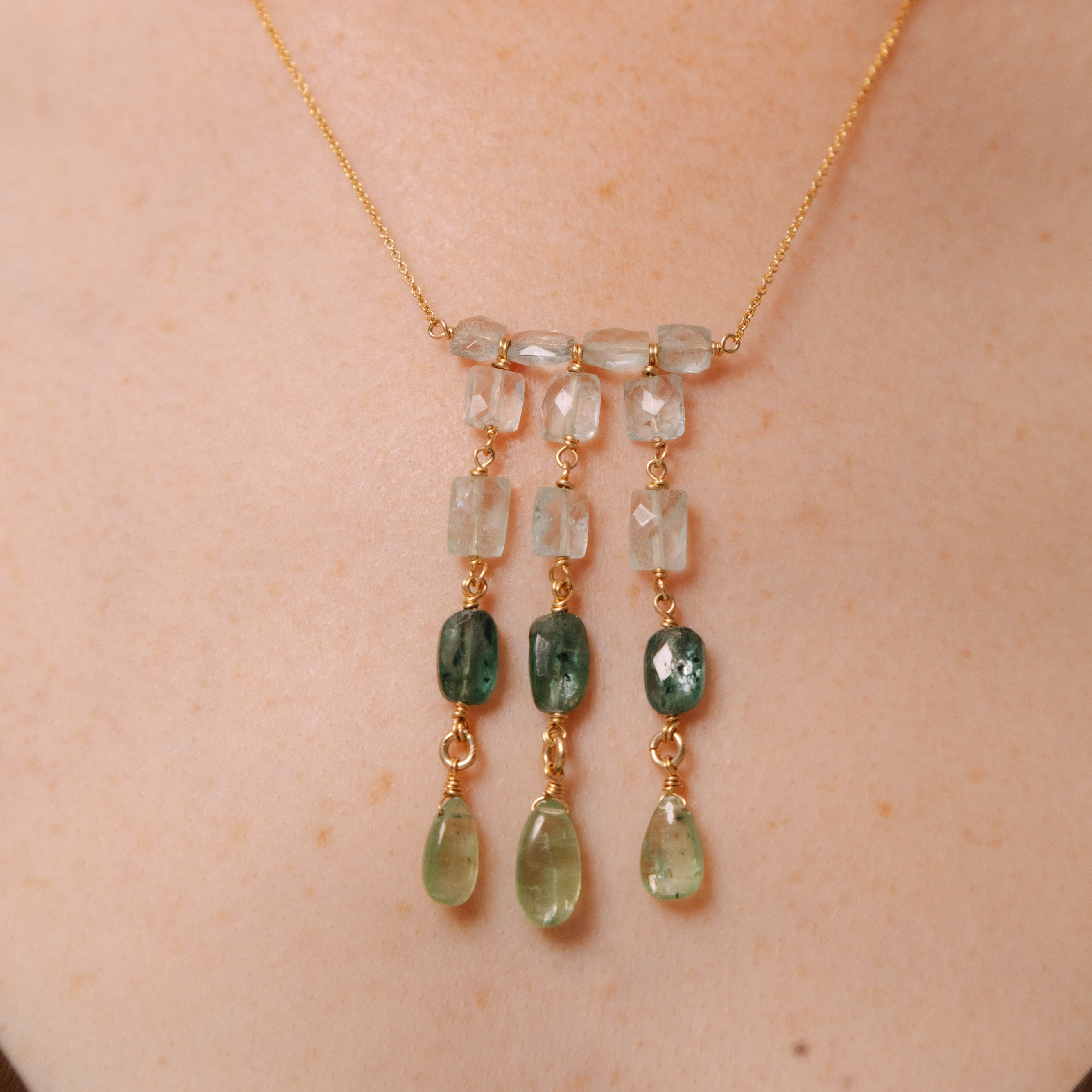 Vená Necklace #1 (47cm) - Apatite, Aquamarine, Kyanite & 14K Gold-Filled Necklaces TARBAY