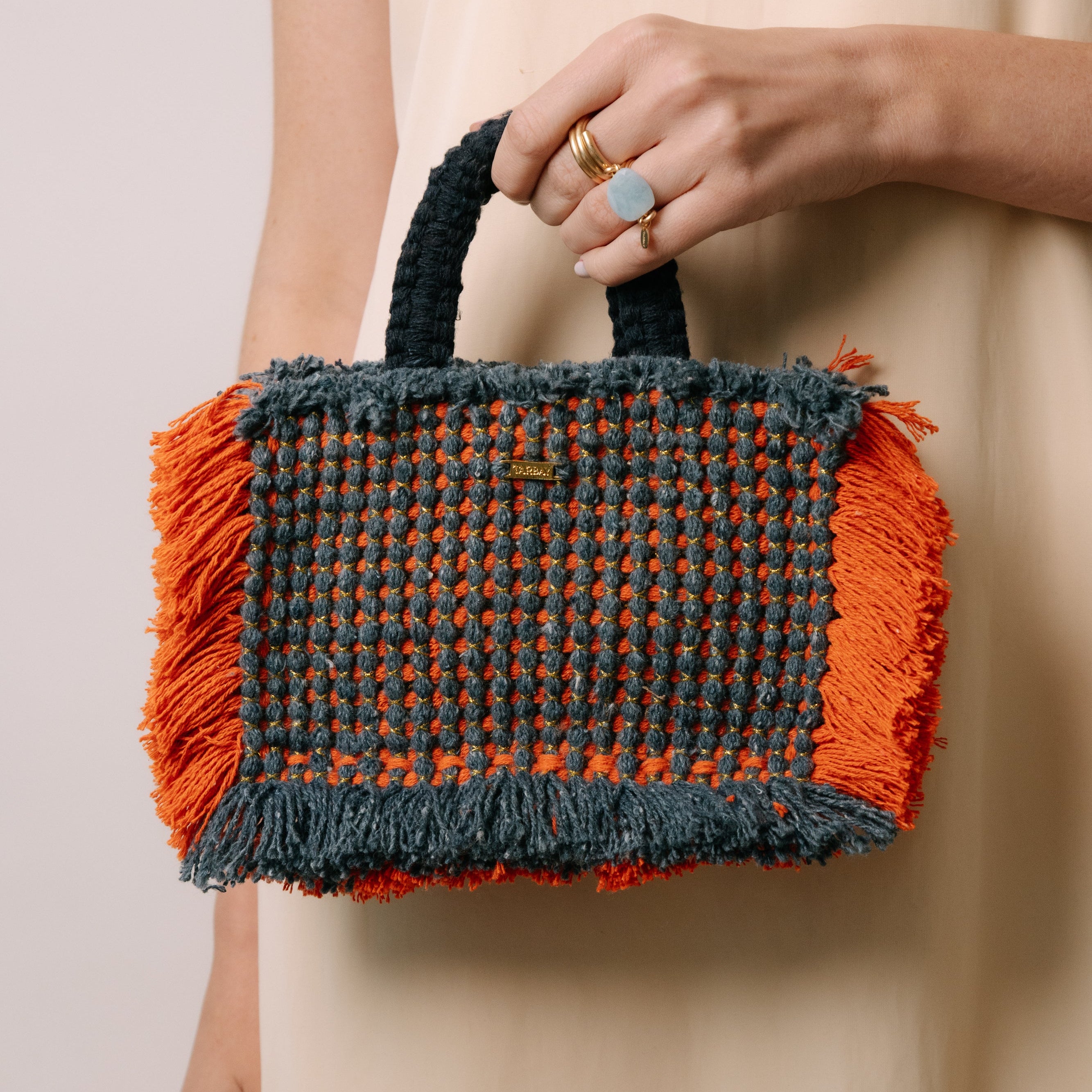 Gossypium Tote Bag Small - Navy & Orange