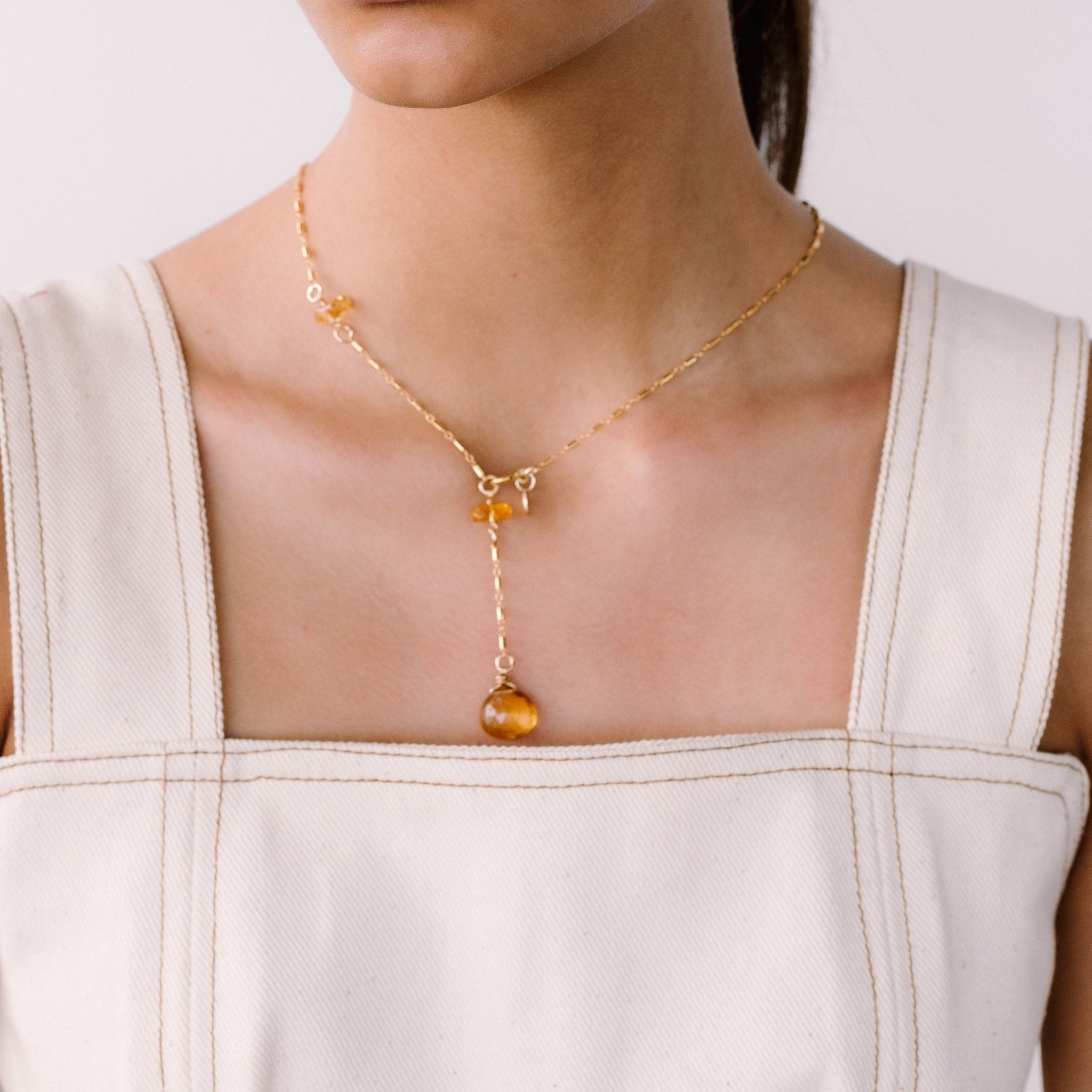 Gema Pendulum Necklace #1 - Citrine & 14K Gold-Filled Necklaces TARBAY