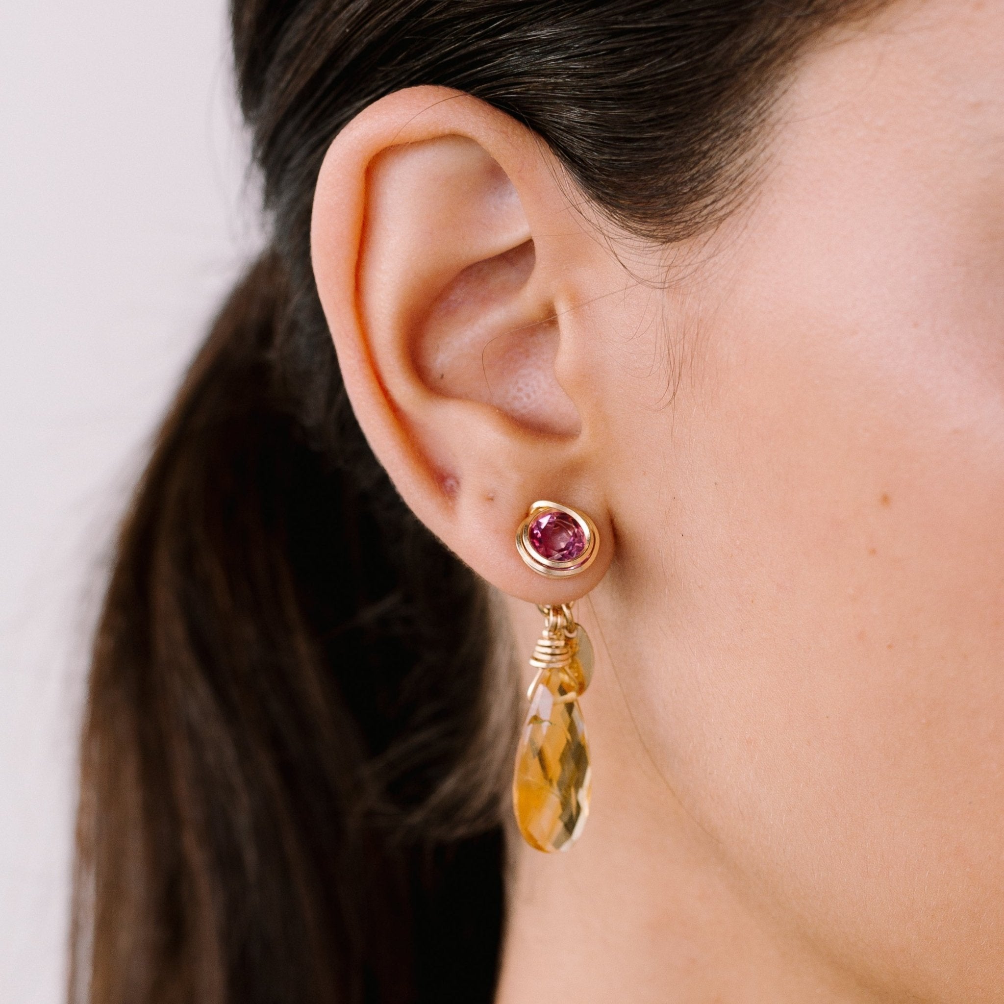 Carmencita Earrings #4 (40mm) - Rose Sapphire & Citrine Earrings TARBAY