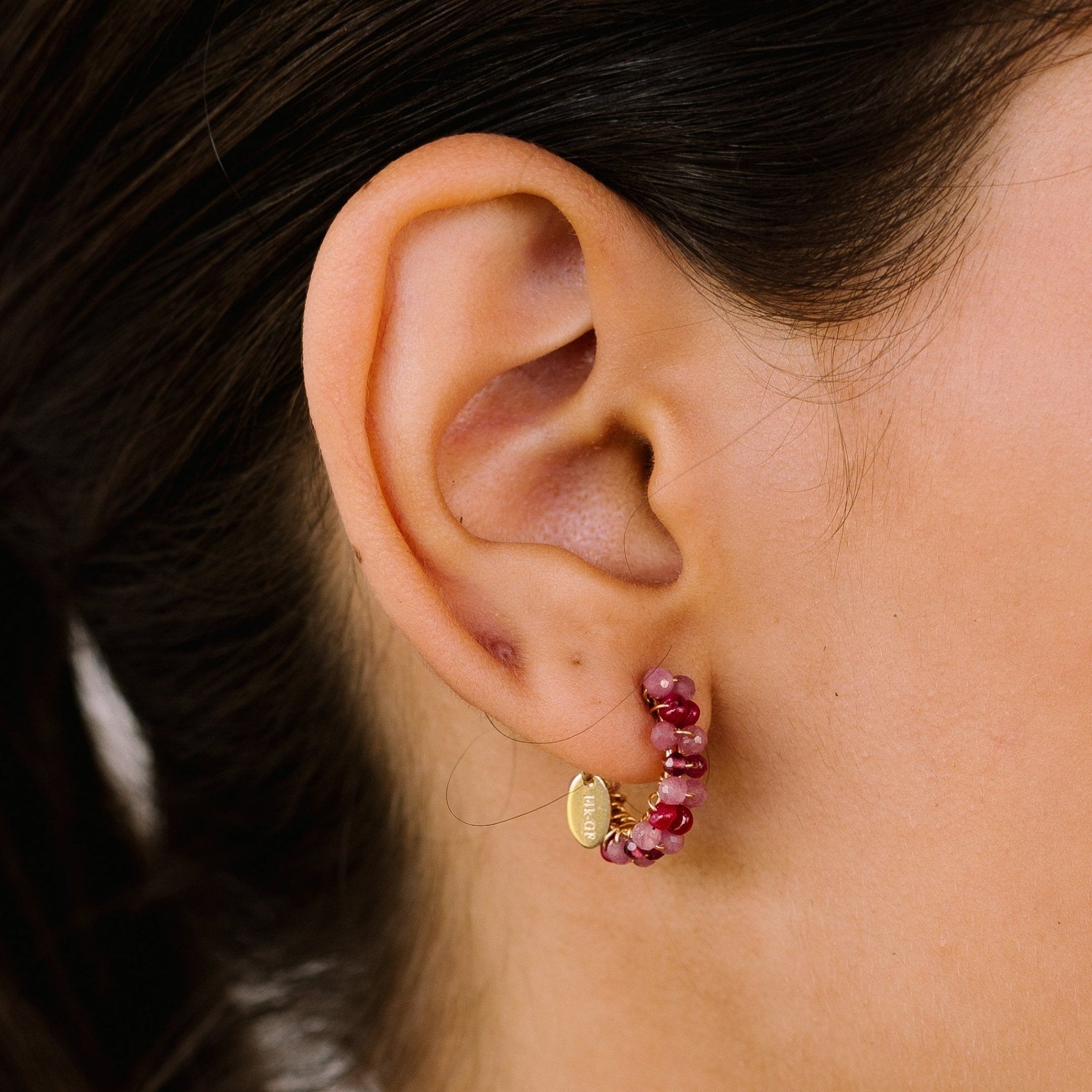 Cleopatra Earrings #1 (20mm) - Ruby & Rose Tourmaline Earrings TARBAY