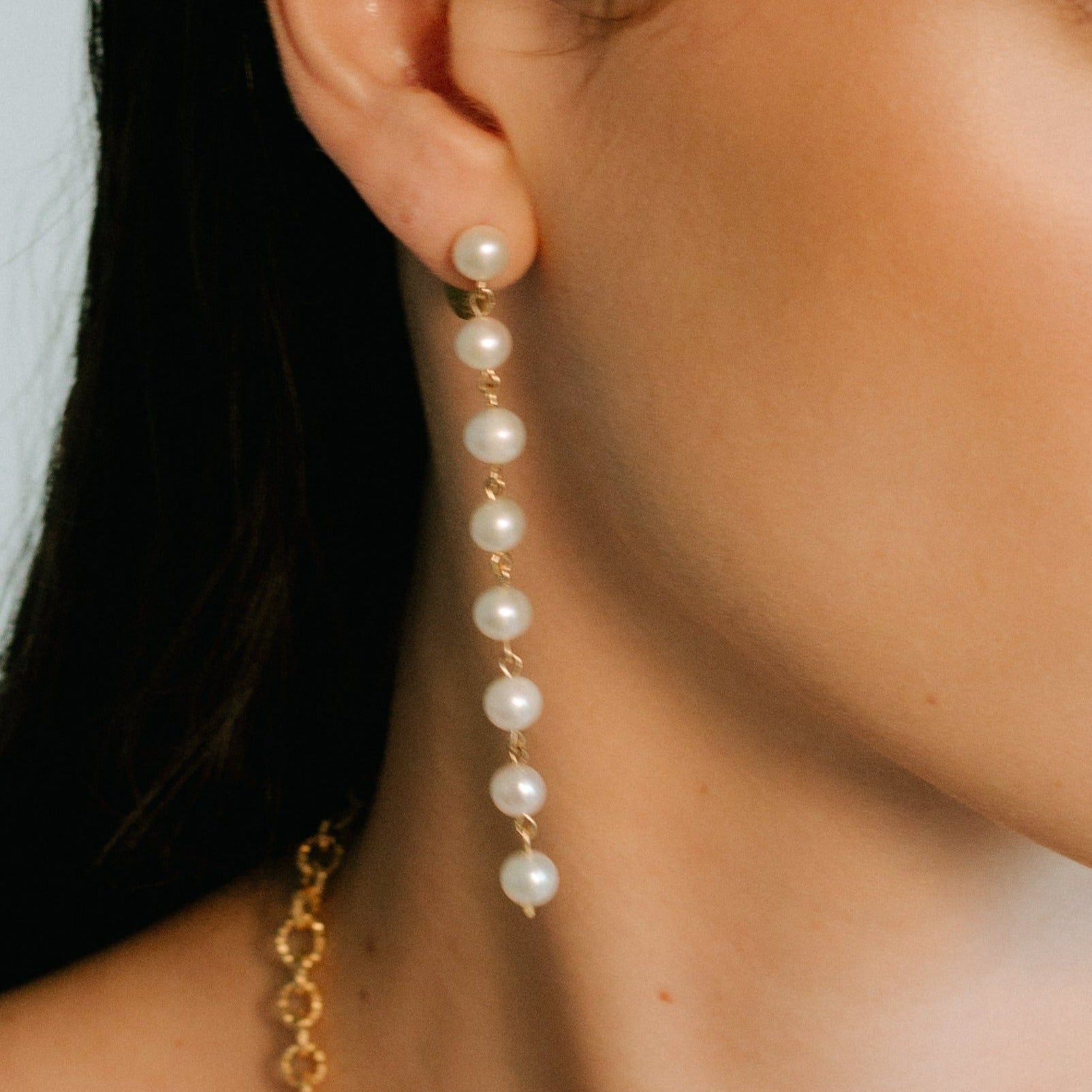 Margarita Pearls Earrings #9 (85mm) - Pearl Earrings TARBAY   