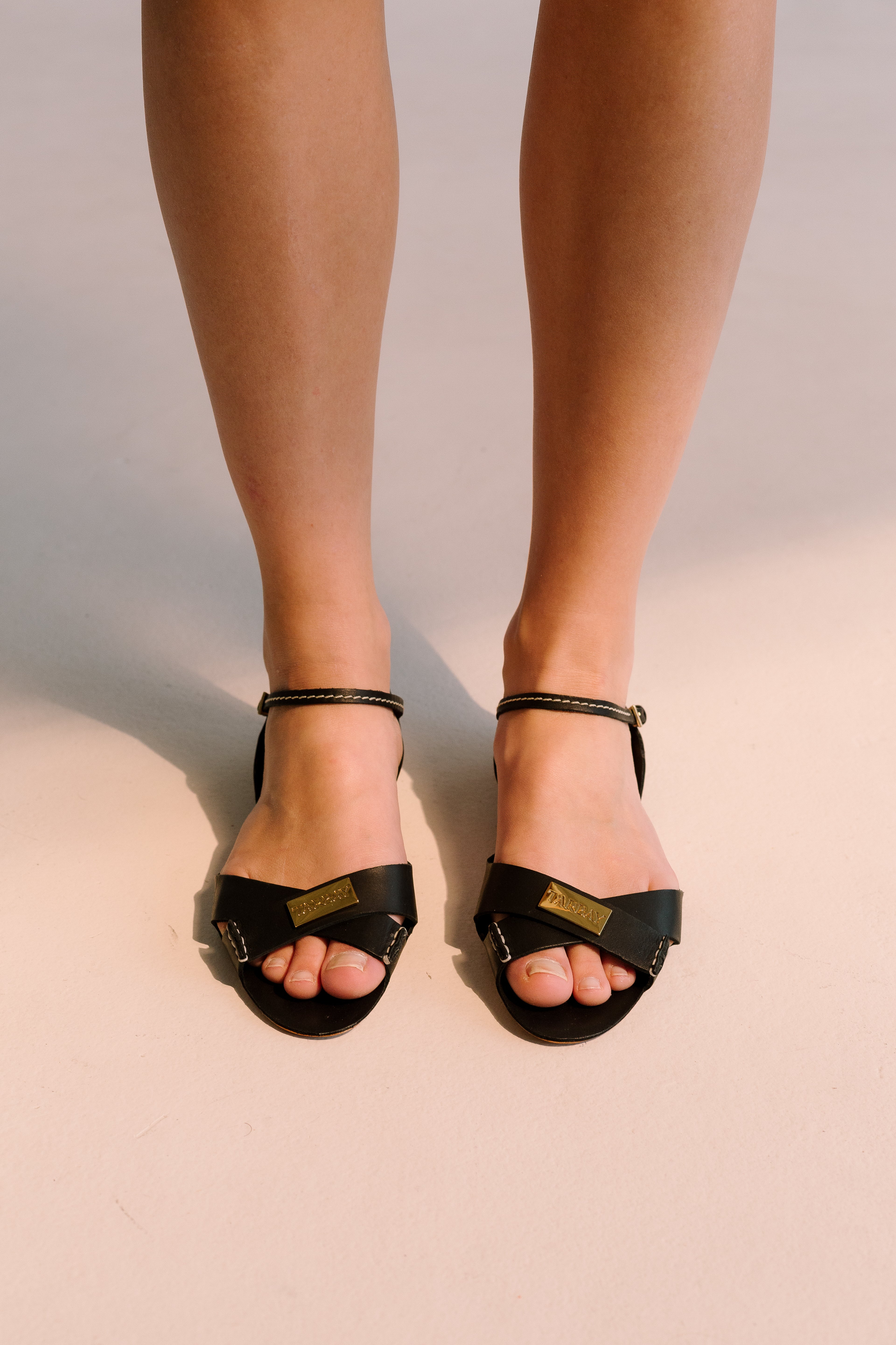 Tajali Leather Sandals - Black Tajali Flats TARBAY