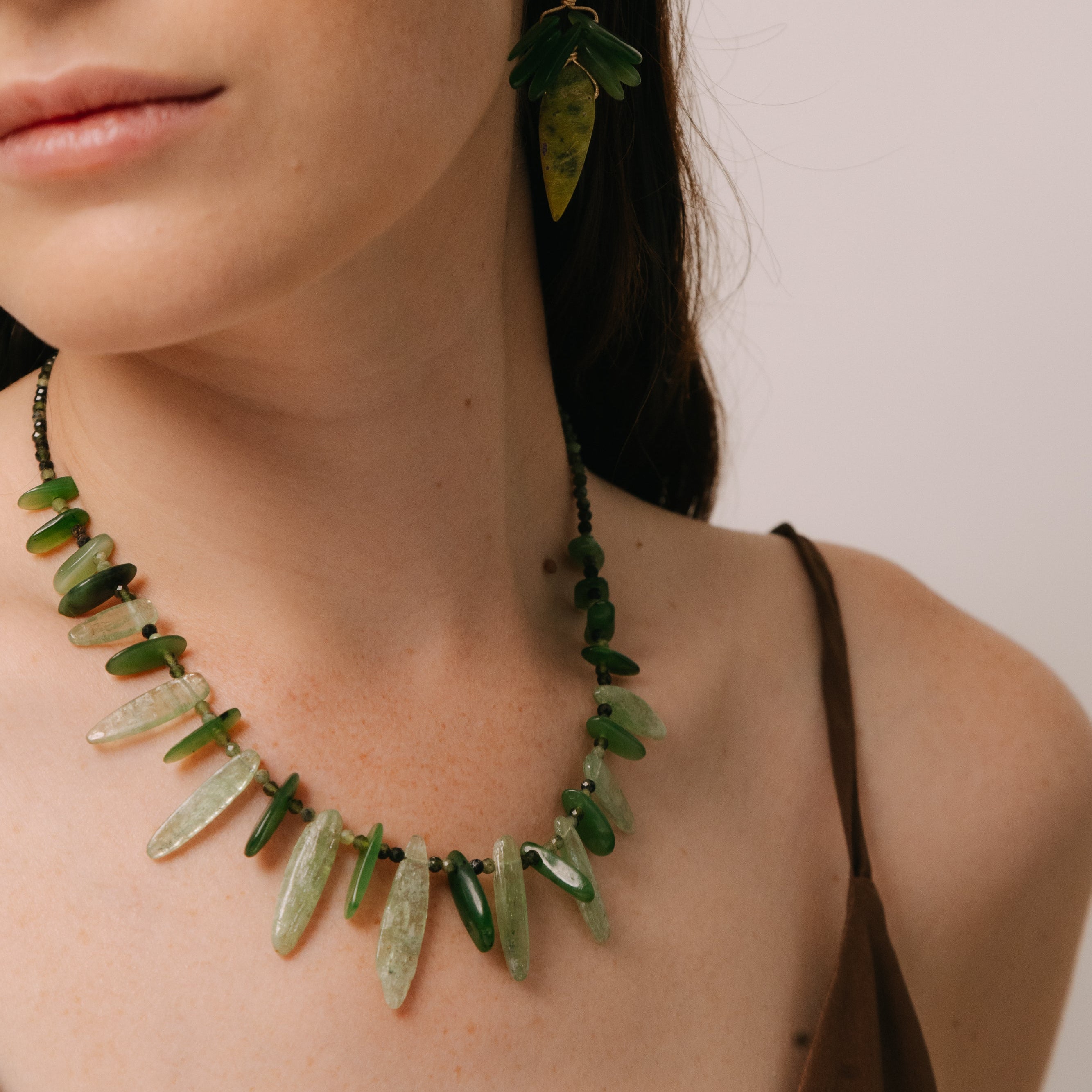 Yuri Necklace #2 (48cm) - Jade, Kyanite & 14K Gold-Filled Necklaces TARBAY