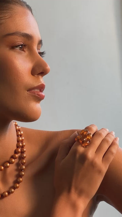Perlas Margarita Necklace #2 - Bronze Pearl & Garnet Necklaces TARBAY