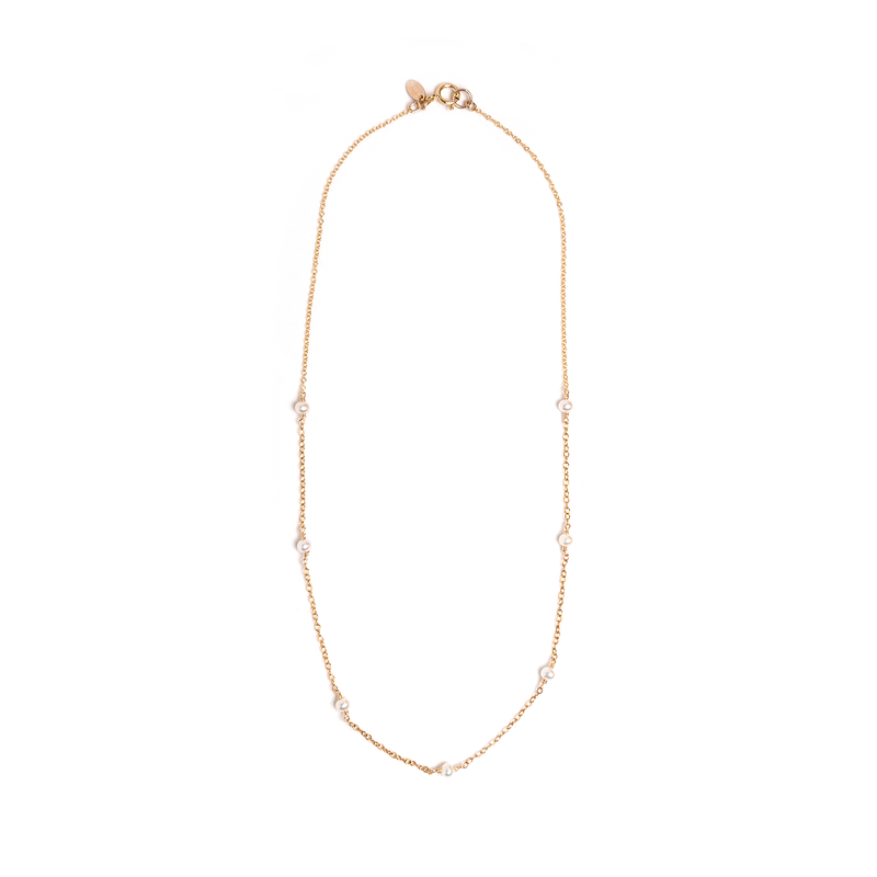 Seven Pearls Chain Necklace (4mm) Necklaces TARBAY   