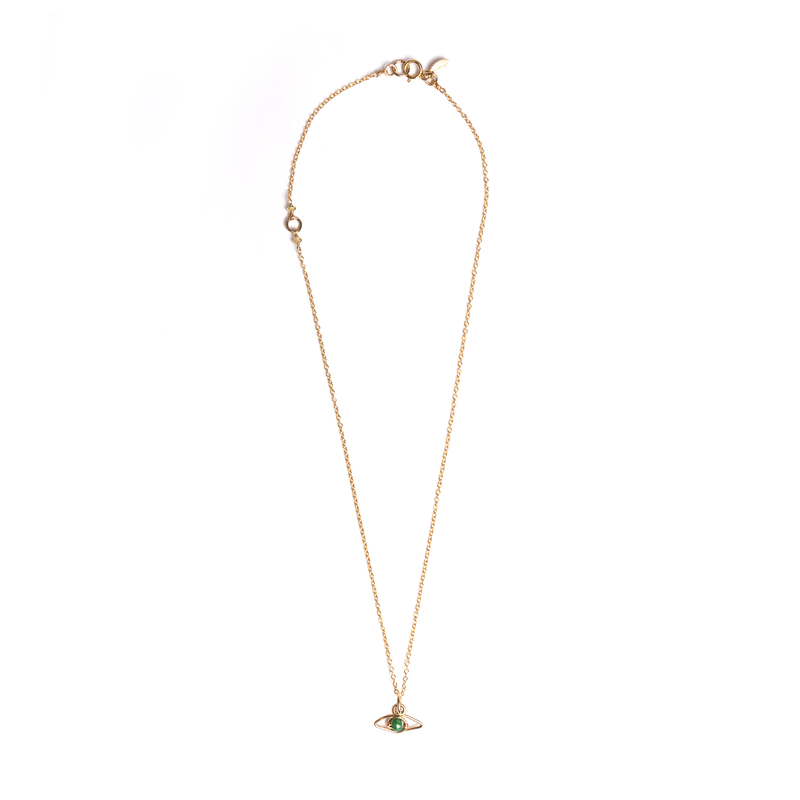 Ojos Pendant with chain (10mm) - Emerald Necklaces TARBAY   