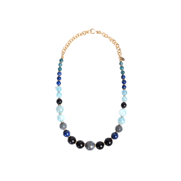Cyclone Necklace - Lapis Lazuli, Aquamarine, Blue Aventurine, Blue Apatite & Blue Coral Necklaces TARBAY   