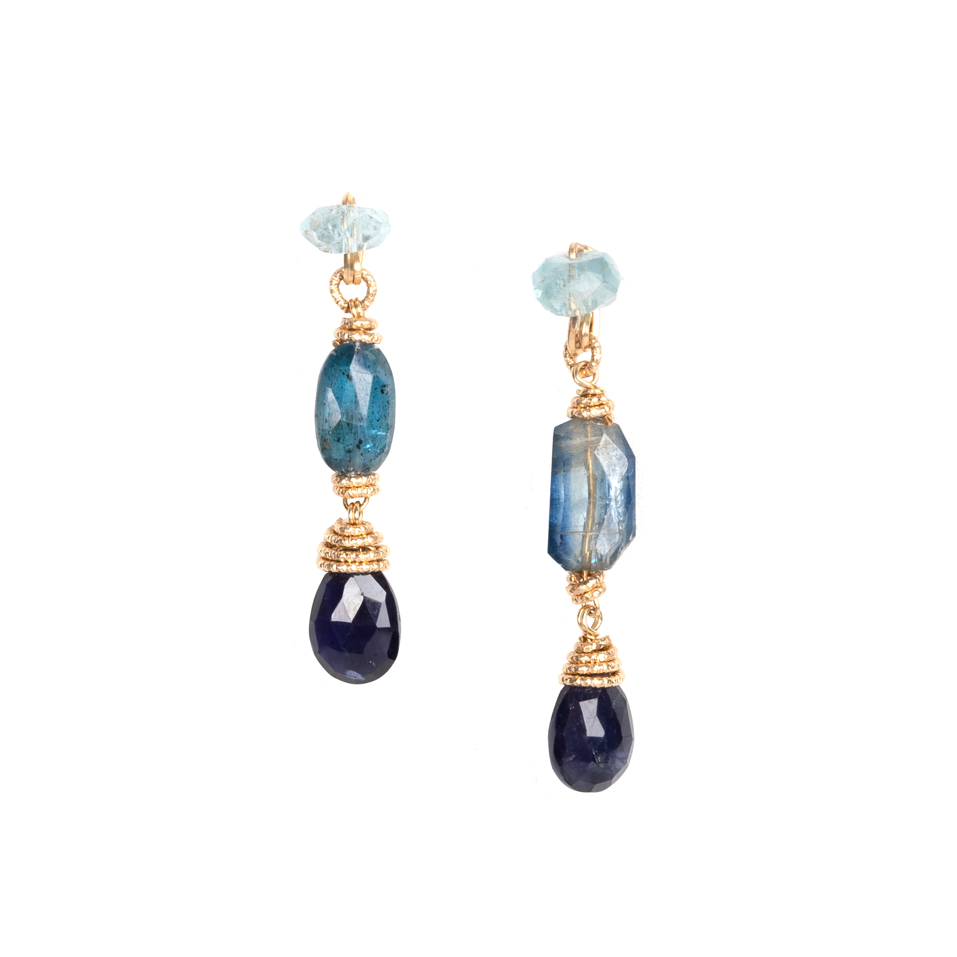 Gioconda Earrings - Aquamarine, Kyanite & Iolite Earrings TARBAY   