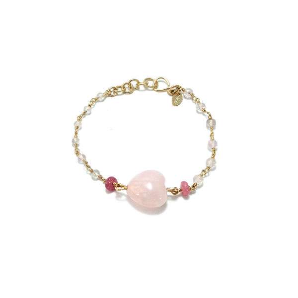 Heart Bracelet - Rose Quartz & Ruby Bracelets TARBAY   