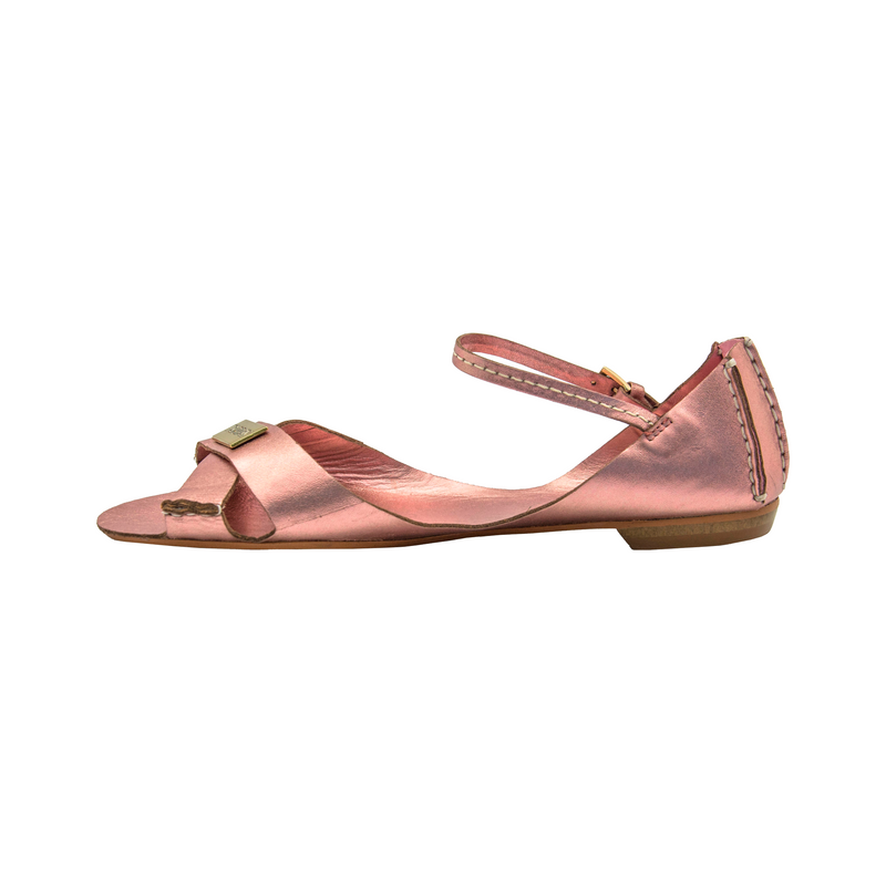 Tajali Leather Sandals - Metallic Gomma Tajali Flats TARBAY   