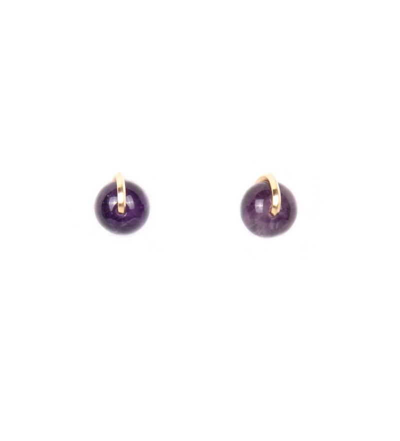 Gyros Stud Earrings (6mm) - Amethyst Earrings TARBAY   