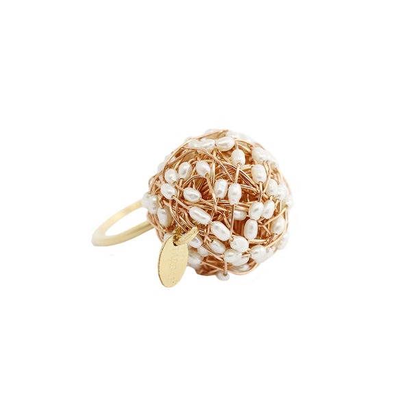 Clementina Ring (18mm) - Rose Gold & Pearl Rings TARBAY   
