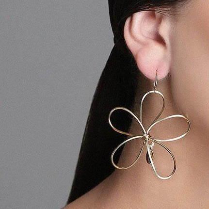 Petalos Exoticos Dangle Earrings (60mm) - Yellow Gold Earrings TARBAY   