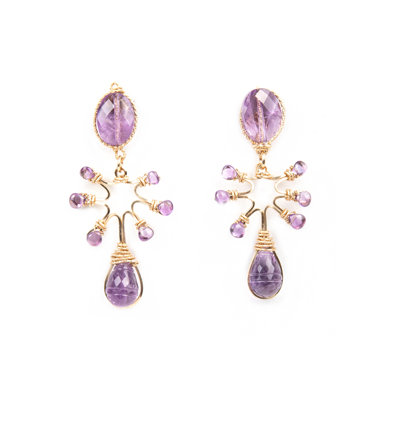 Ofiura Dangle Earrings (65mm) - Amethyst Earrings TARBAY   