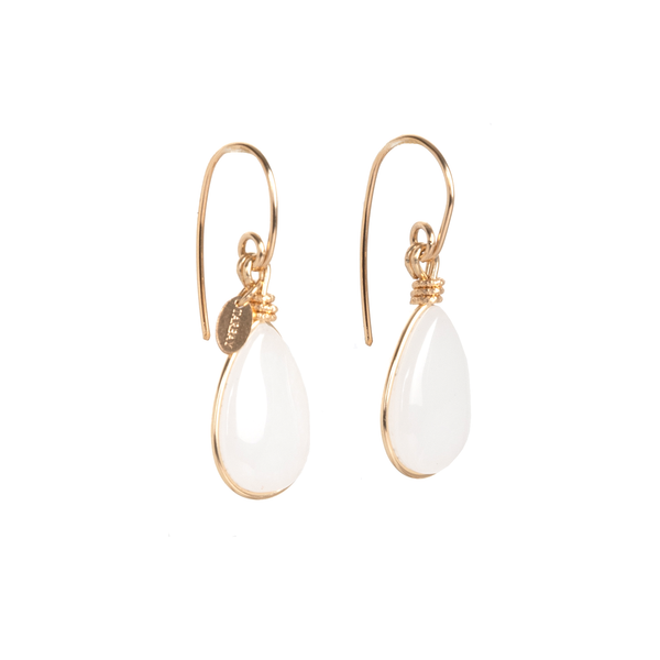 Febe Dangle Earrings - White Agate Earrings TARBAY   