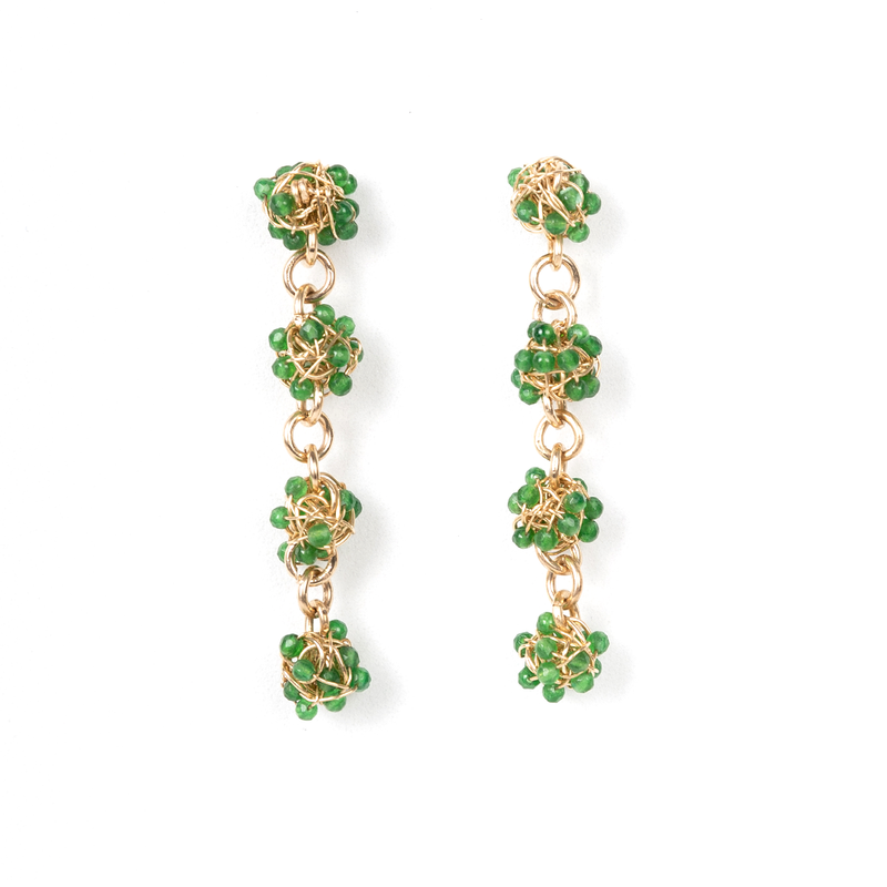Clementina Dangle Earrings #7 (28mm) - Emerald Earrings TARBAY   