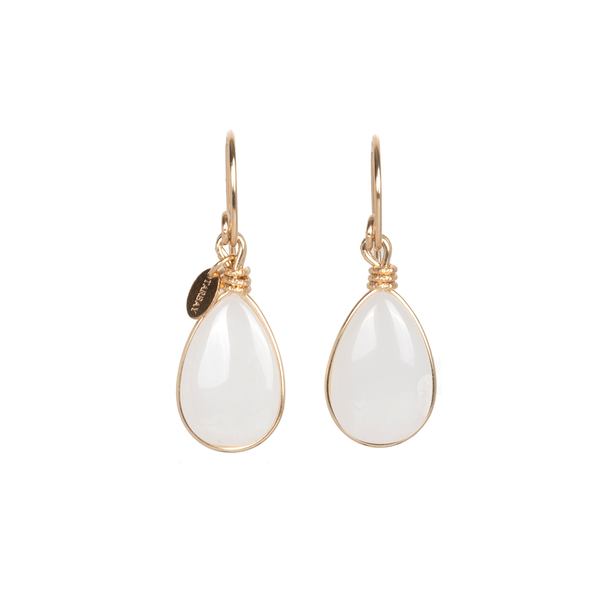 Febe Dangle Earrings - White Agate Earrings TARBAY   