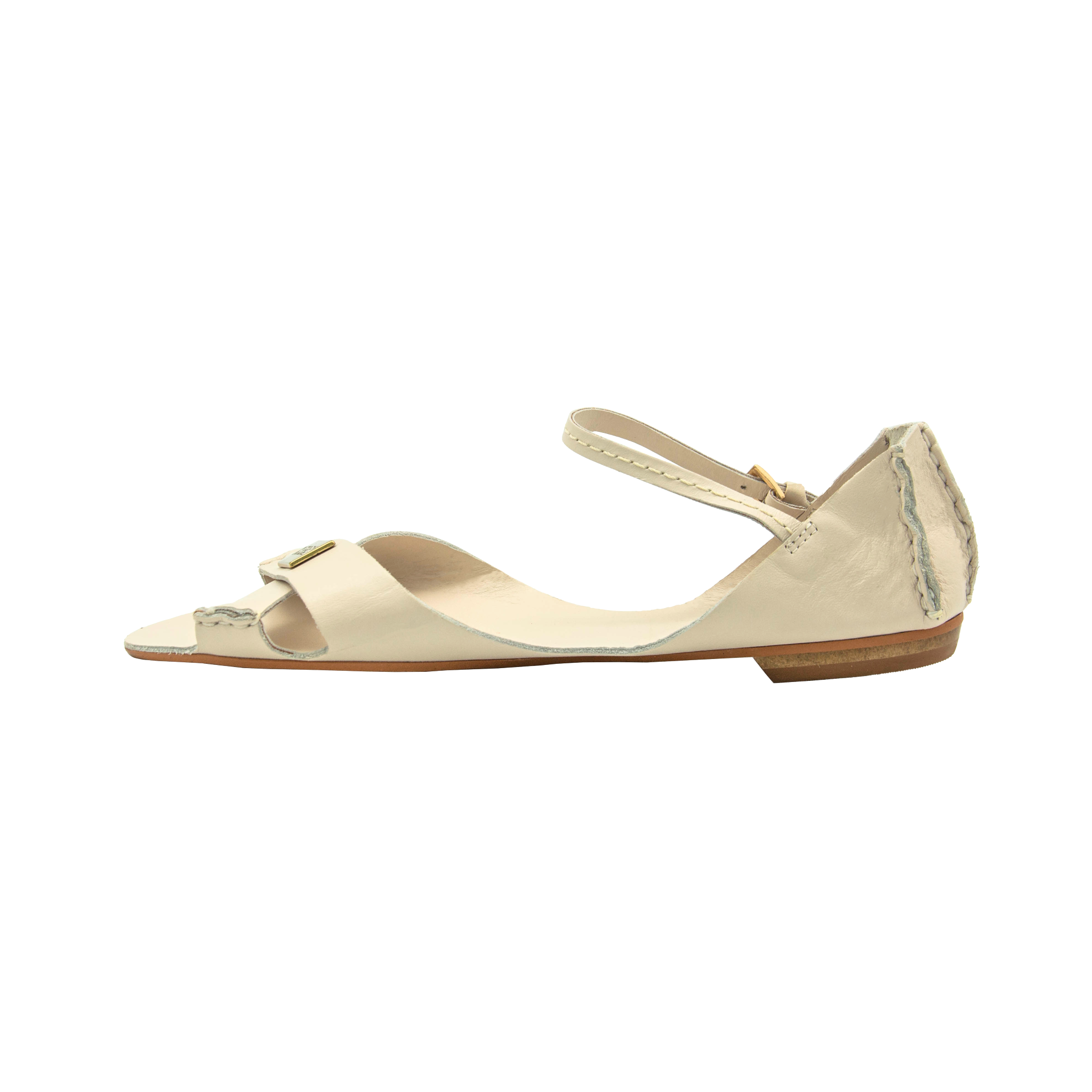 Tajali Leather Sandals - Mascarpone Tajali Flats TARBAY   