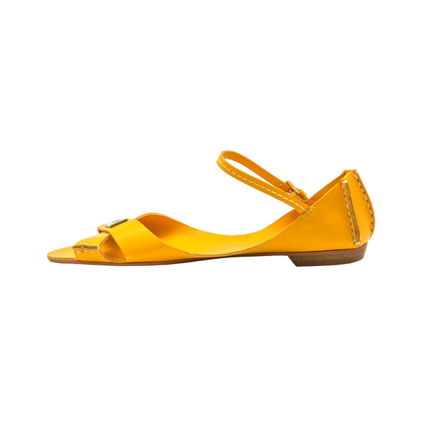 Tajali Leather Sandals - Yellow Tajali Flats TARBAY   