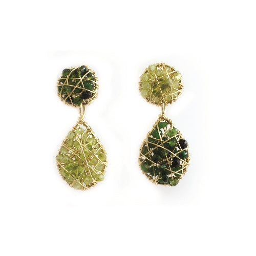 Lucia Dangle Earrings #3 - Green Mix Gems Earrings TARBAY   