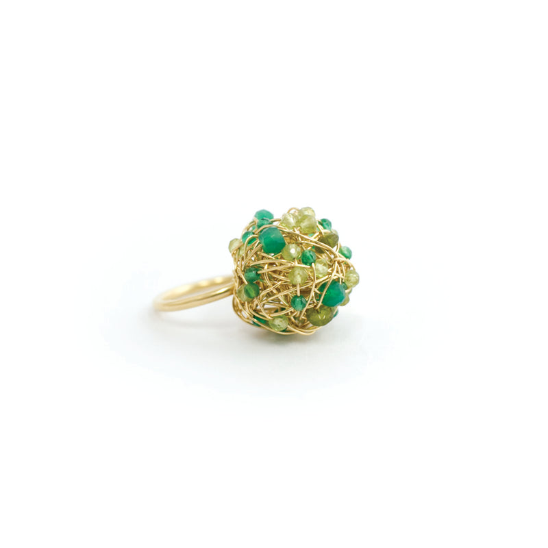 Clementina Ring (18mm) - Peridot, emerald, green onyx, chalcedony, prehnite, vessonite, green amethyst & chrysoprase Rings TARBAY   