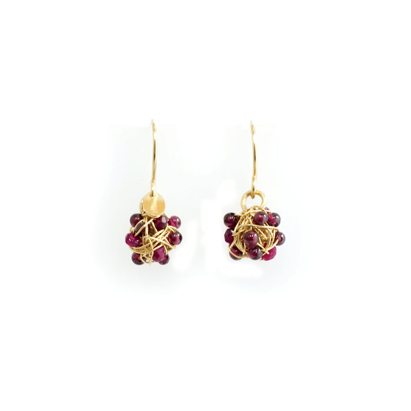 Clementina  Dangle Earrings #2 (6mm) - Ruby, Garnet & Yellow Gold Earrings TARBAY   