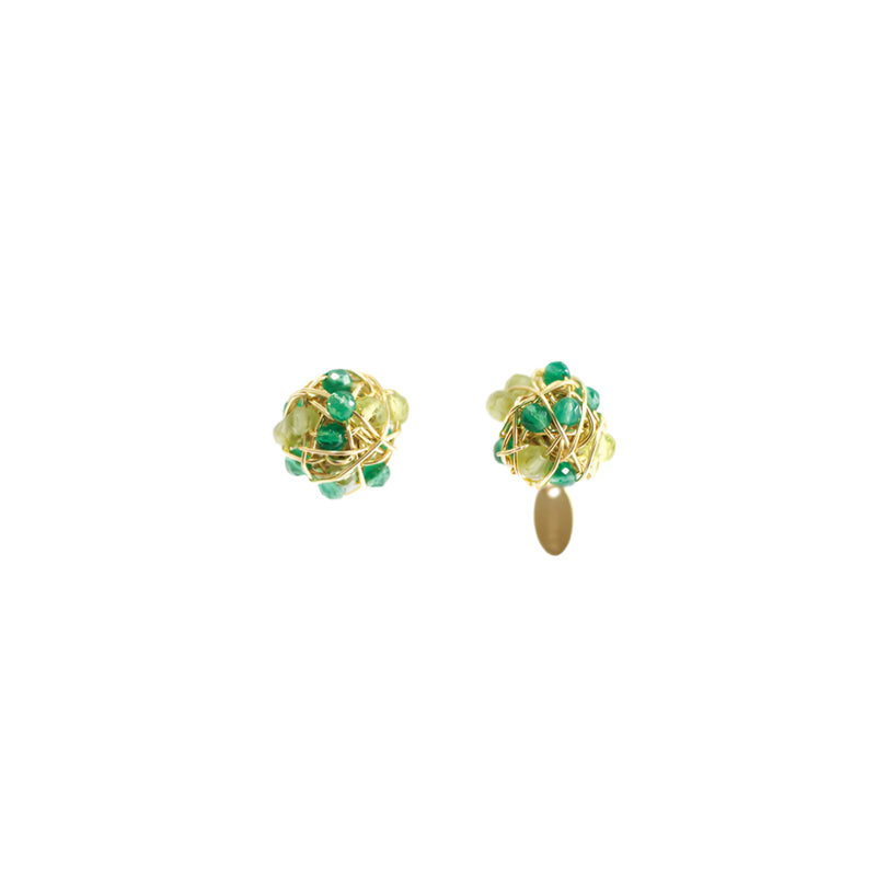 Clementina Stud Earrings #1 (9mm) -  Peridot, emerald, green onyx, chalcedony, prehnite, vessonite, green amethyst & chrysoprase Earrings TARBAY   
