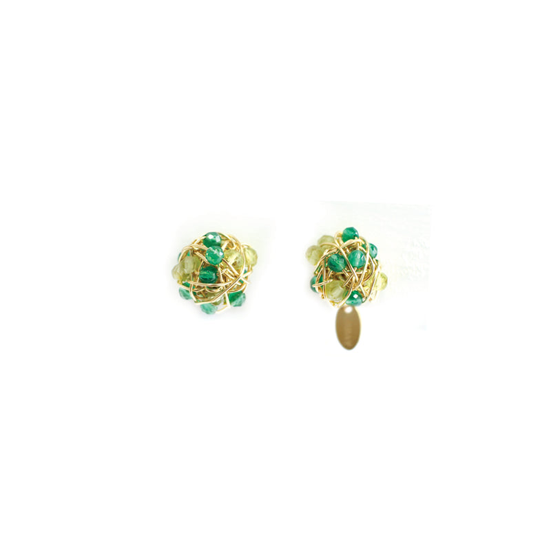 Clementina Stud Earrings #1 (9mm) -  Peridot, emerald, green onyx, chalcedony, prehnite, vessonite, green amethyst & chrysoprase Earrings TARBAY   