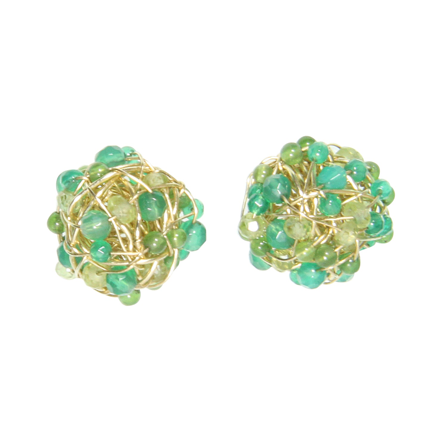 Clementina Stud Earrings #1 (12mm) - Green Mix Gems Earrings TARBAY
